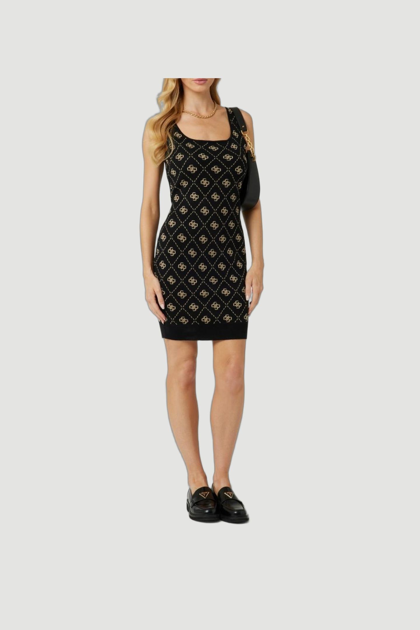 GUESS ECO SARAH 4G SL DRESS SW BLACK TRAVERTINE SAN 4