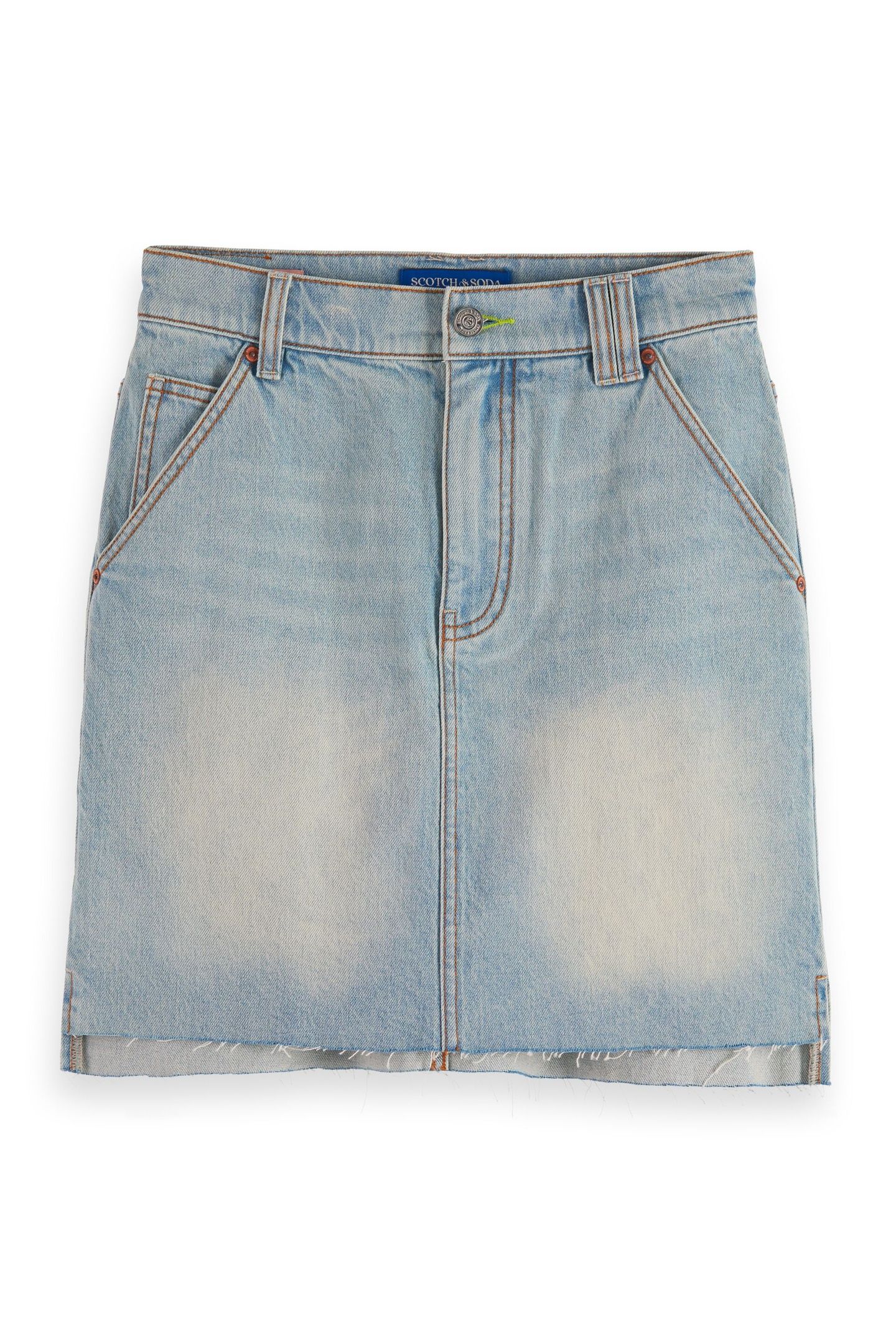 EASY DENIM MINI SKIRT WITH WORKER DETAILS LIGHT WASHED INDIG 3