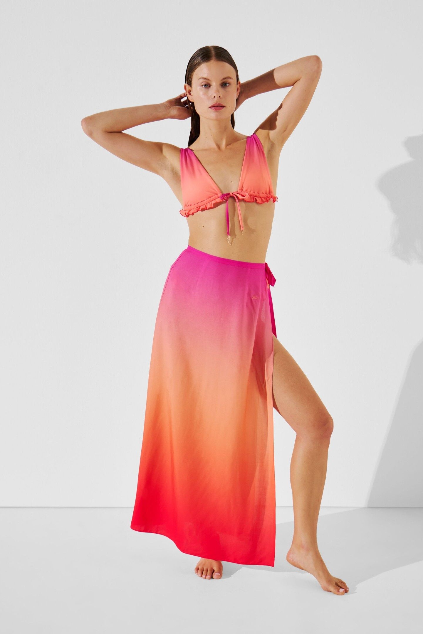 PRINTED TIE MAXI PAREO OMBRE HIBISCUS-CARMELIA 3
