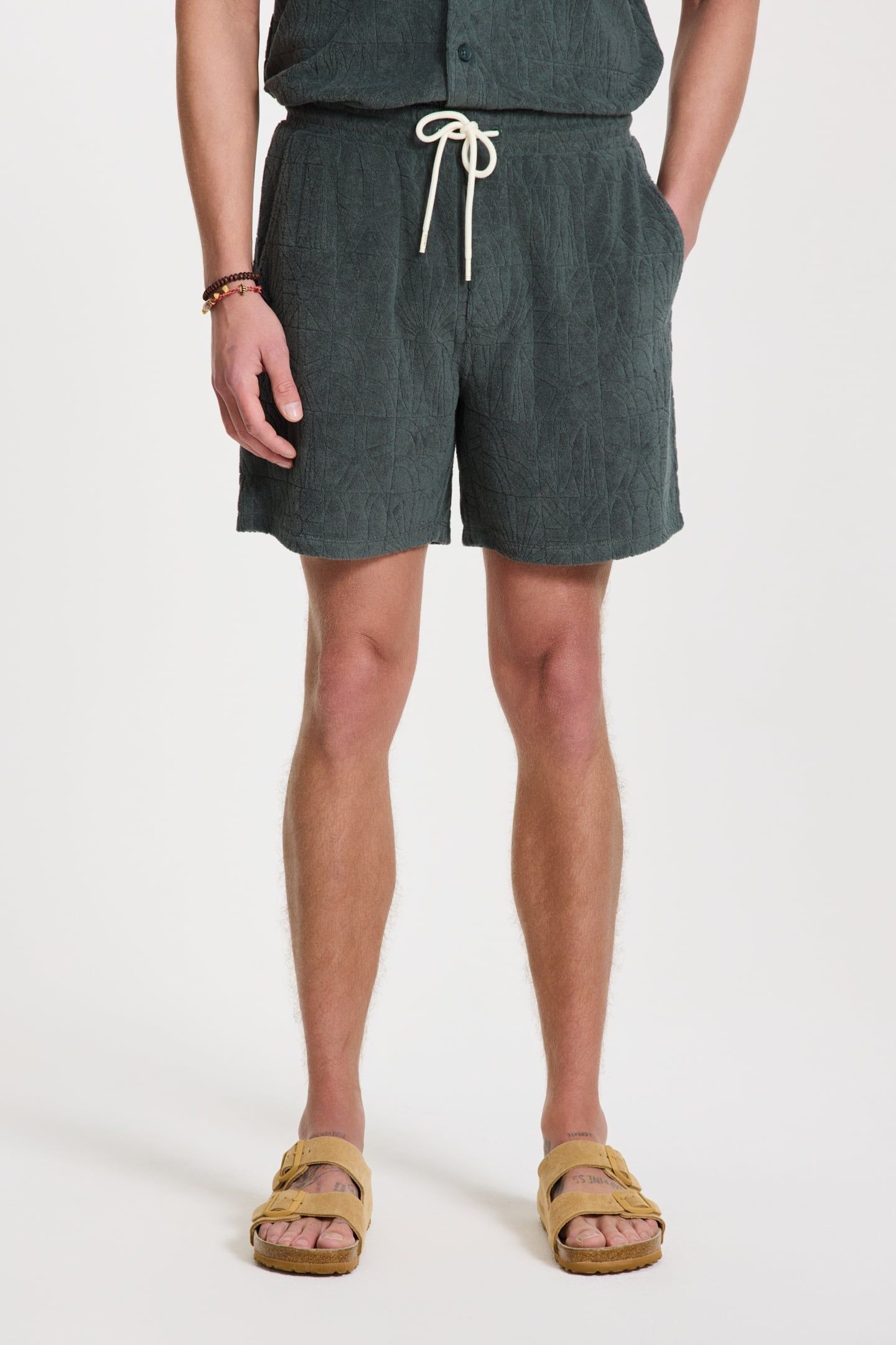 TONY TOWELING SHORTS GEO SUN GREEN SMOKEY GEO SUN 1