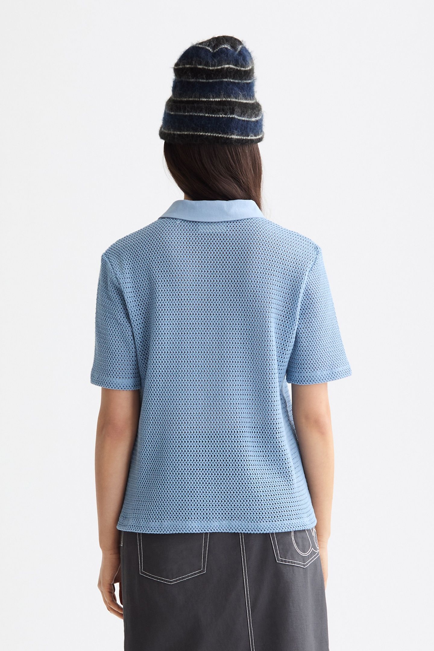 CROCHET POLO FADED DENIM 3