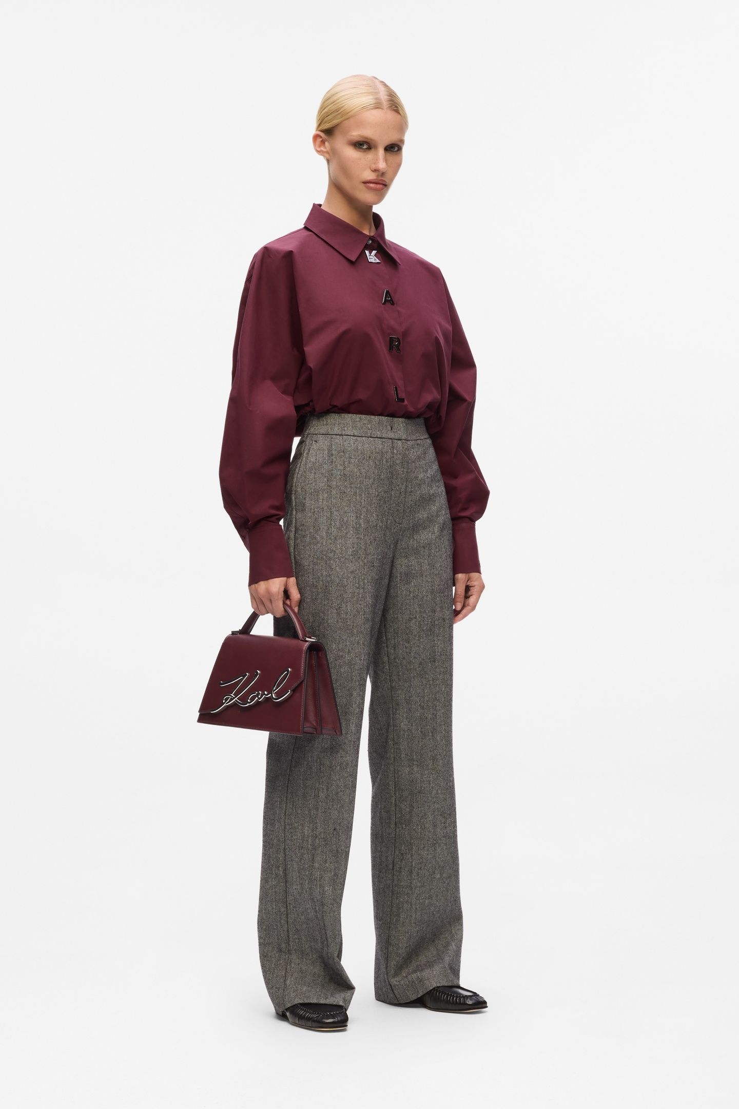 KARL SNAP FASHION POPLIN SHIRT WINDSOR BURGUNDY 3