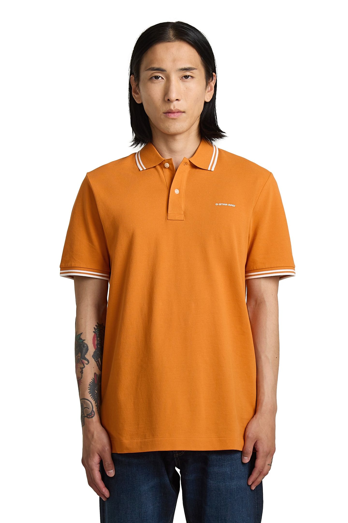 CHEST LOGO STRIPED POLO ORANGE 3