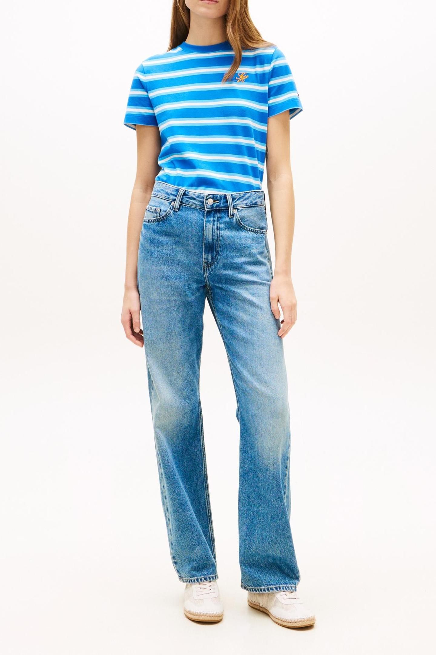 TH SCRIPT REGULAR C-NECK T-SHIRT PREPPY STRIPE BLUE ORBIT 2