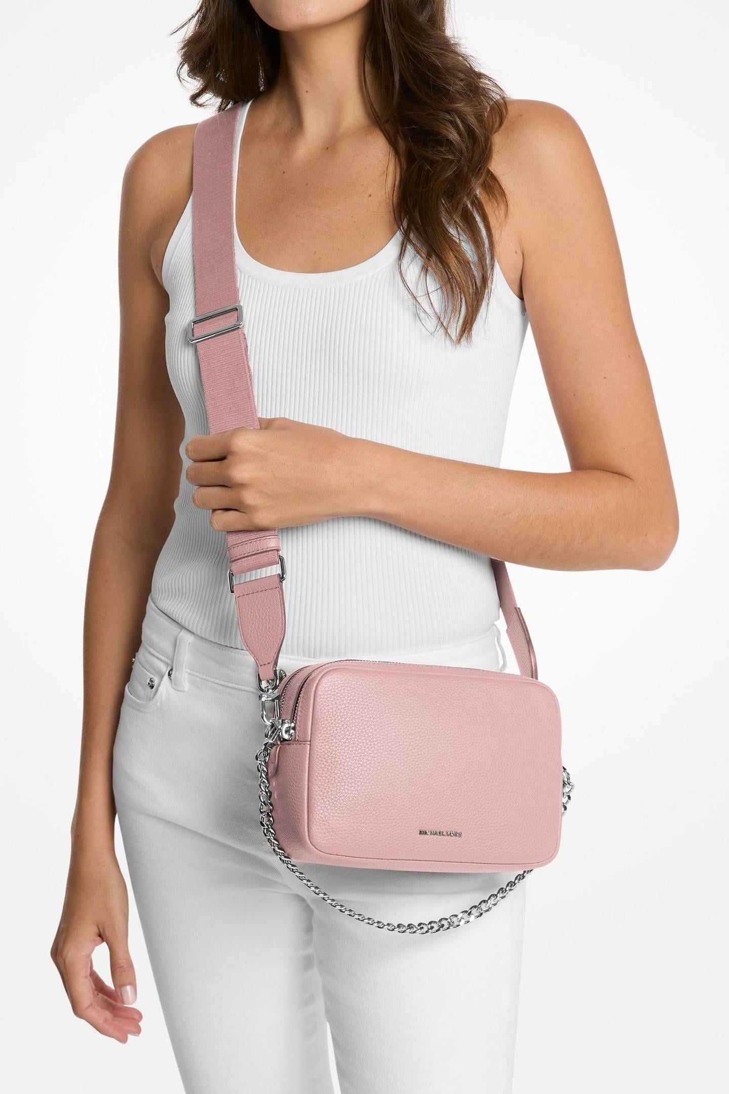 MEDIUM DOUBLE ZIP CHAIN CAMERA CROSSBODY SMOKEY ROSE 1