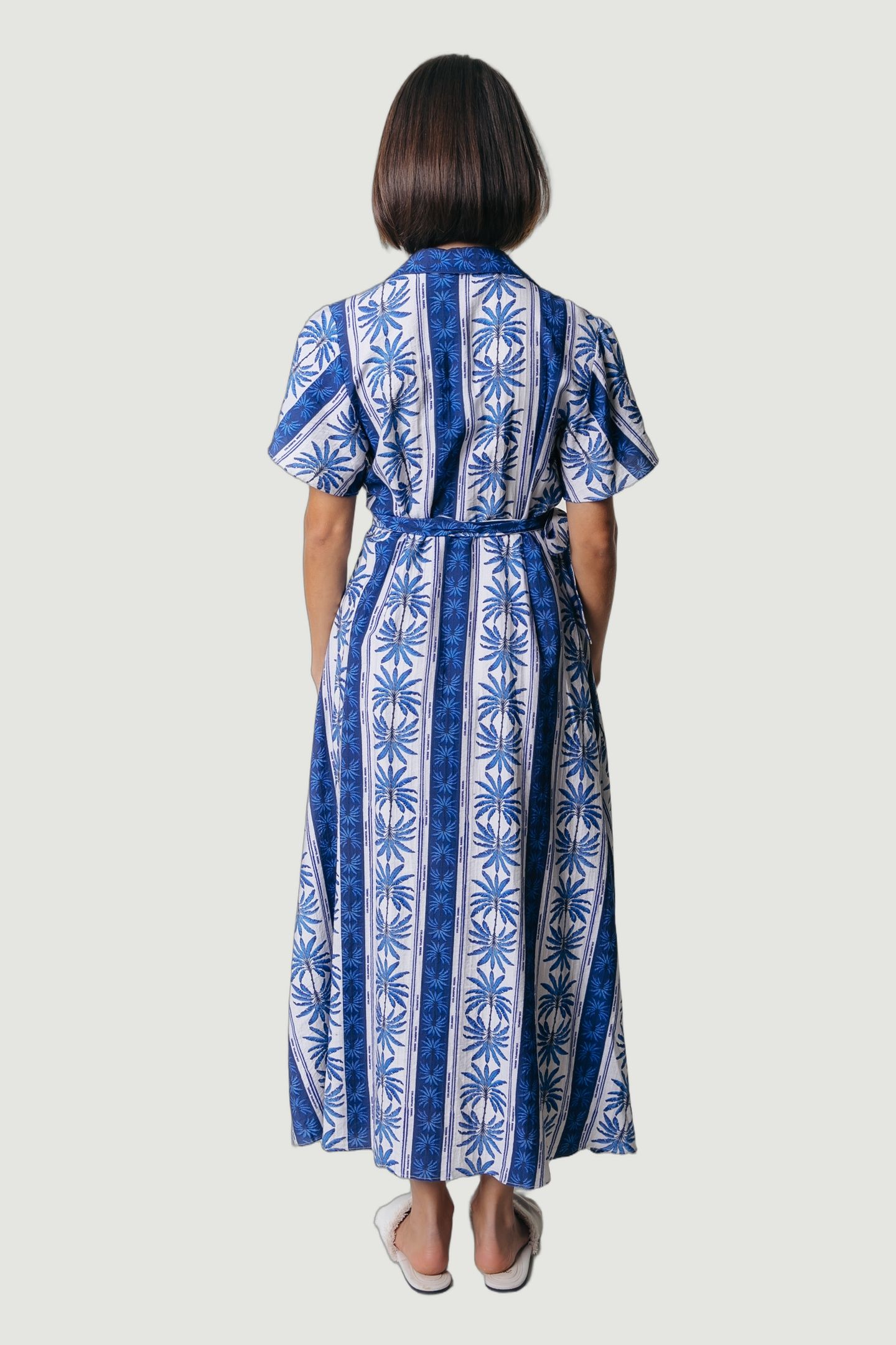 AVA PALM COLLAR REAL WRAP MAXI DRESS SS BRIGHT BLUE 2