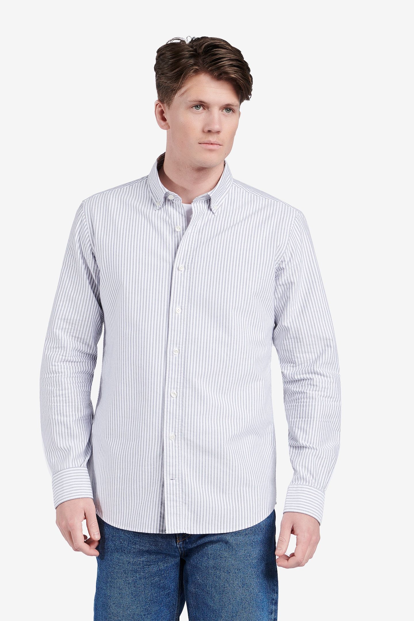 FELIX STRIPED OXFORD COTTON NAVY 1