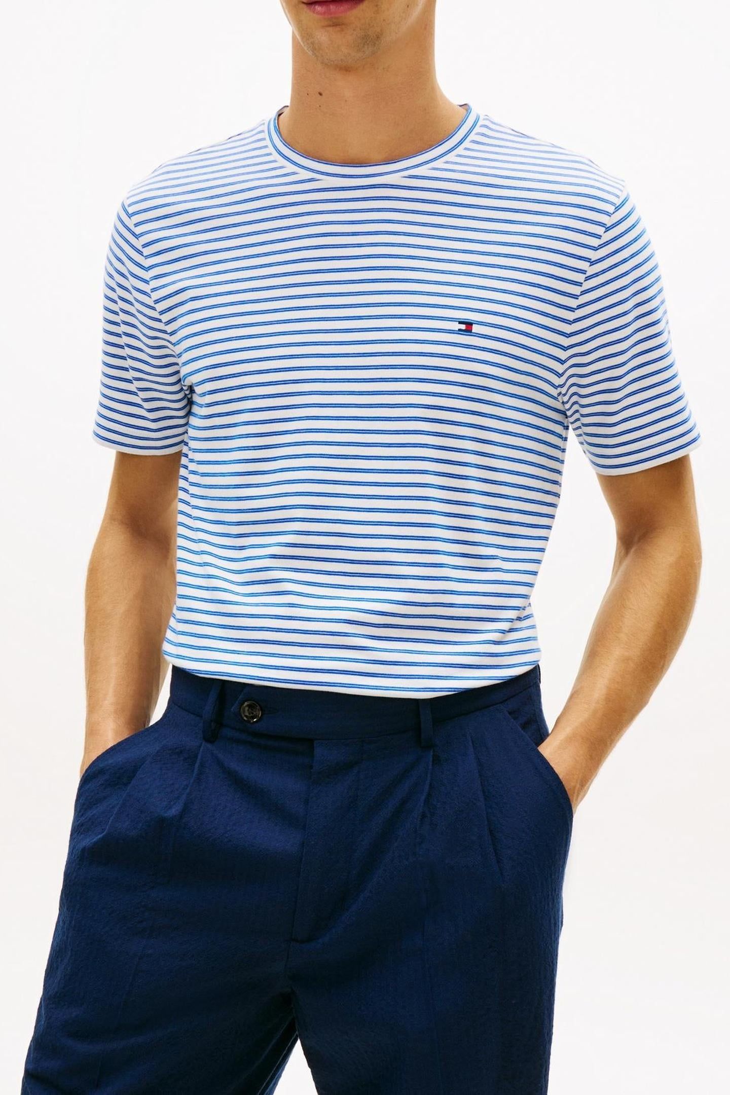 ESSENTIAL SEASONAL REGULAR FIT T-SHIRT WHITE/REGAL BLUE STRI 1