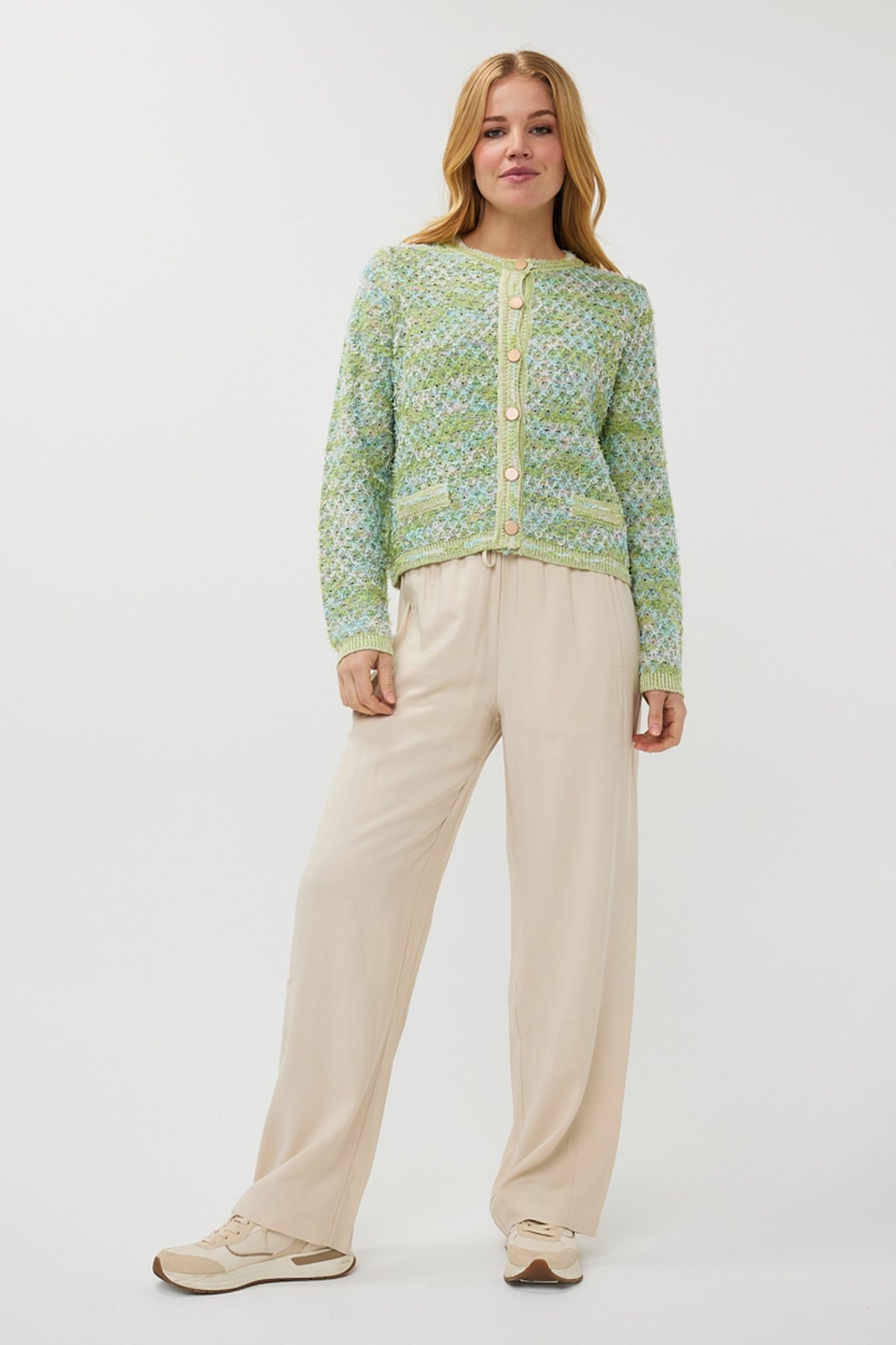 TROUSERS ELASTIC WB WIDE SAND 1