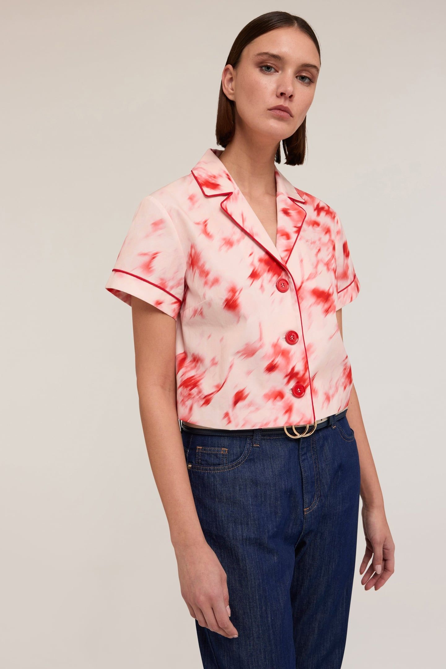 SHORT SHIRT WITH CHINÈ PATTERN RED 1
