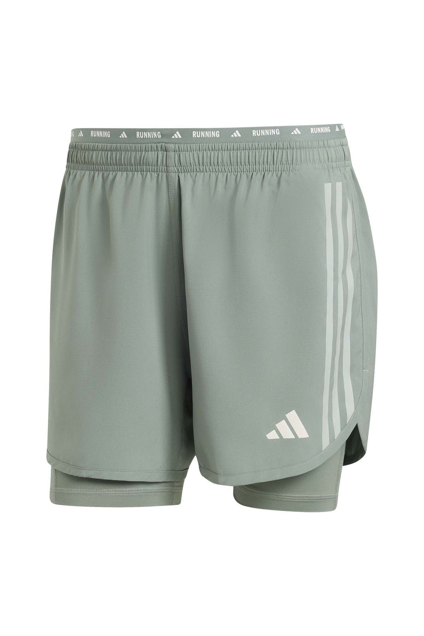 UNISEX PERFORMANCE OWN THE RUN 3 STRIPES 2IN1 SHORT SILVER G 1