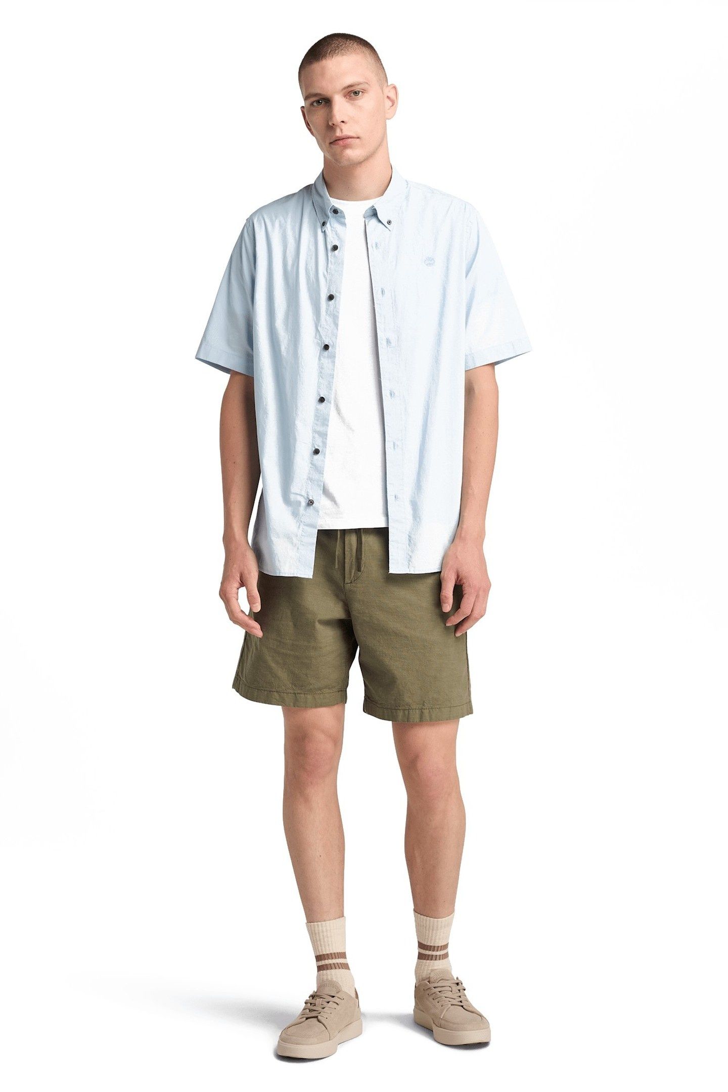 SHORT SLEEVE STRETCH POPLIN SHIRT LIGHT BLUE 1