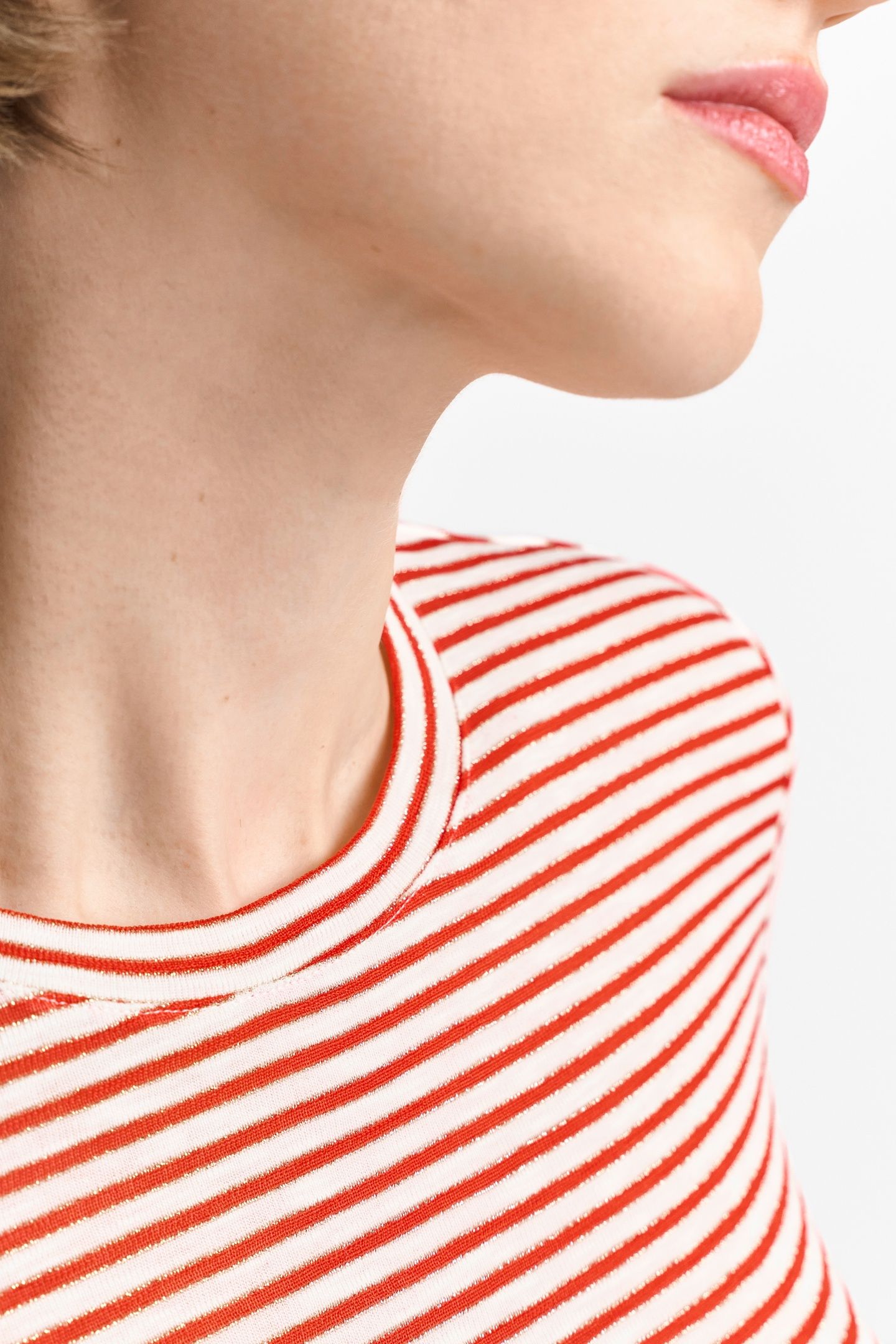 SPARKLE STRIPED LONGSLEEVE ORGANIC SUNSET RED 5
