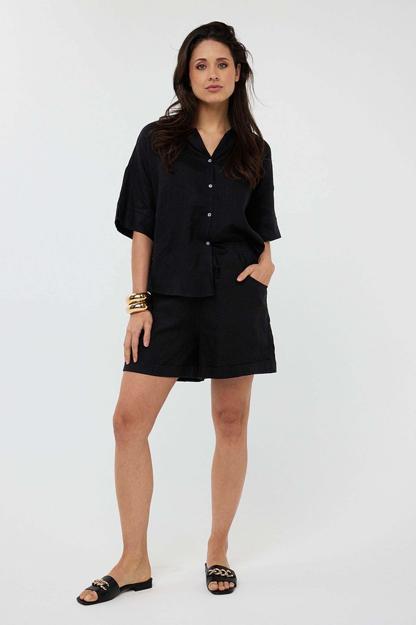 SHORTS LINEN BLACK 2