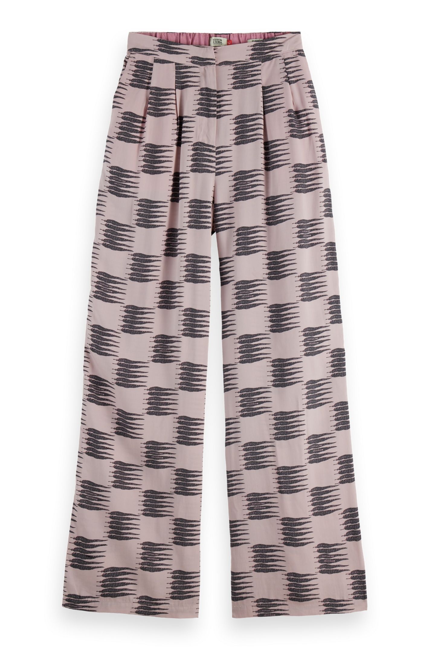 ELENI - HIGH RISE WIDE LEG PYJAMA PANTS FEATHER BLOCK 5
