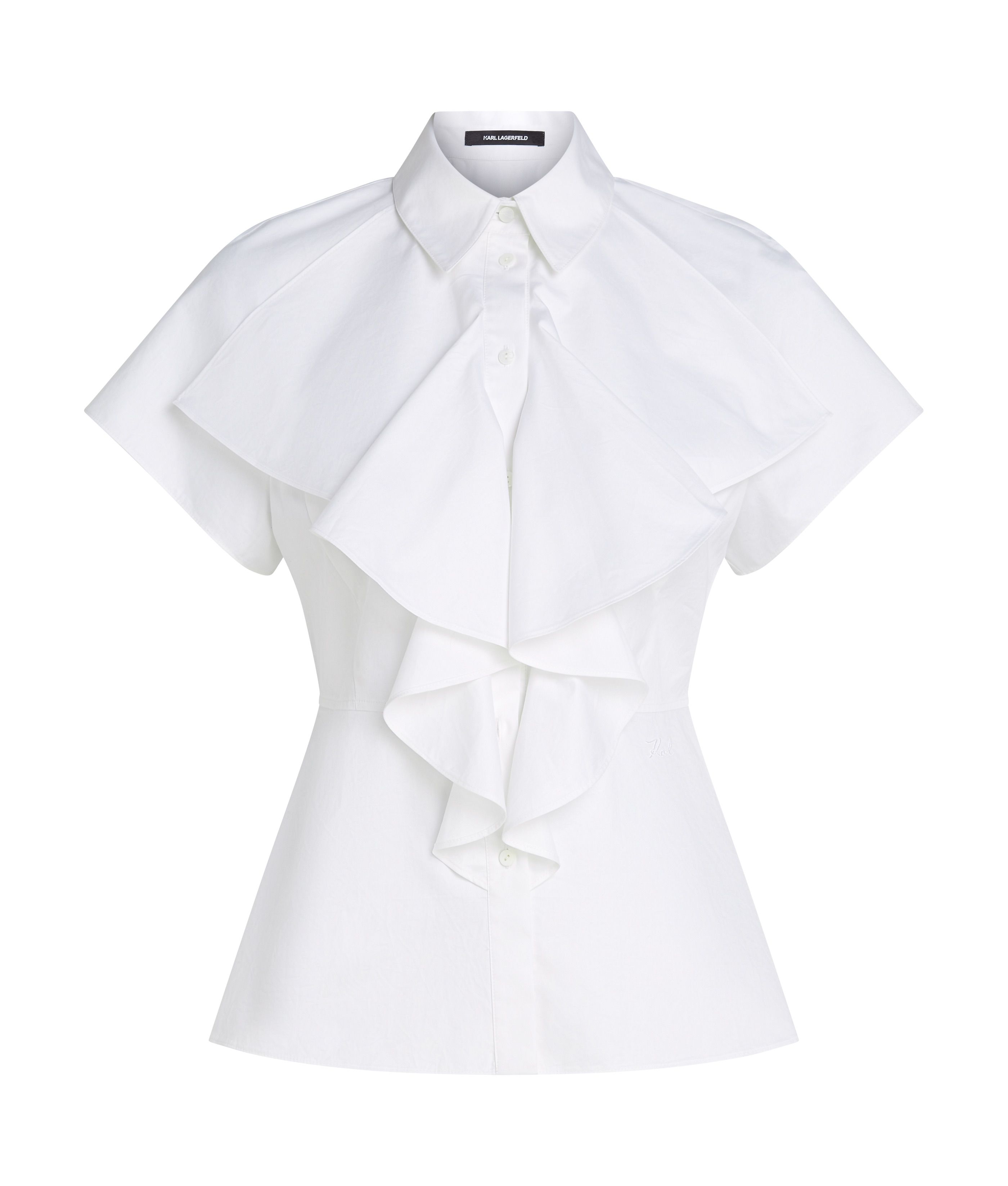 FRONT RUFFLE SSLV POPLIN SHIRT WHITE 5
