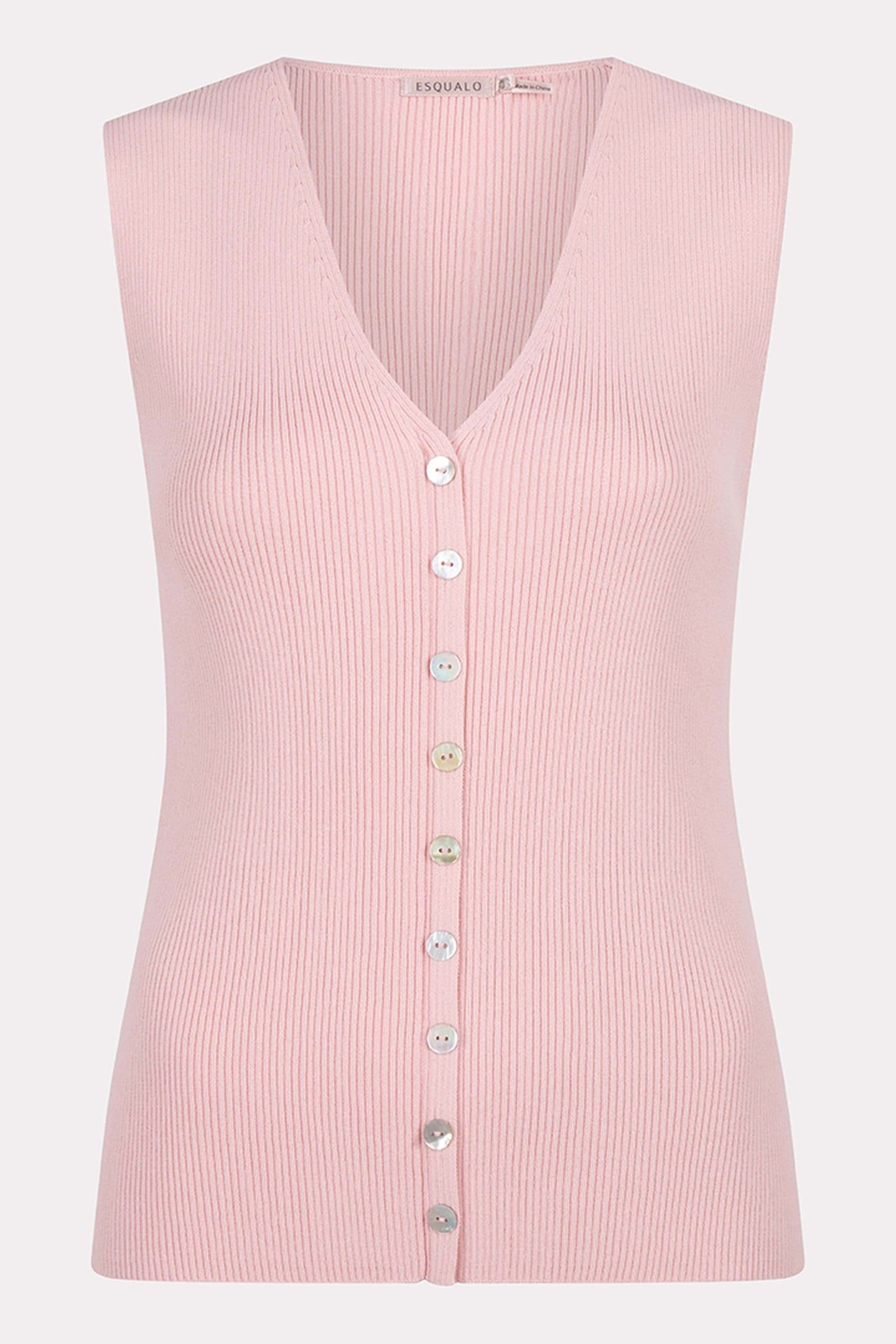TOP SLV/LSS V-NECK BUTTONS LIGHT PINK 4