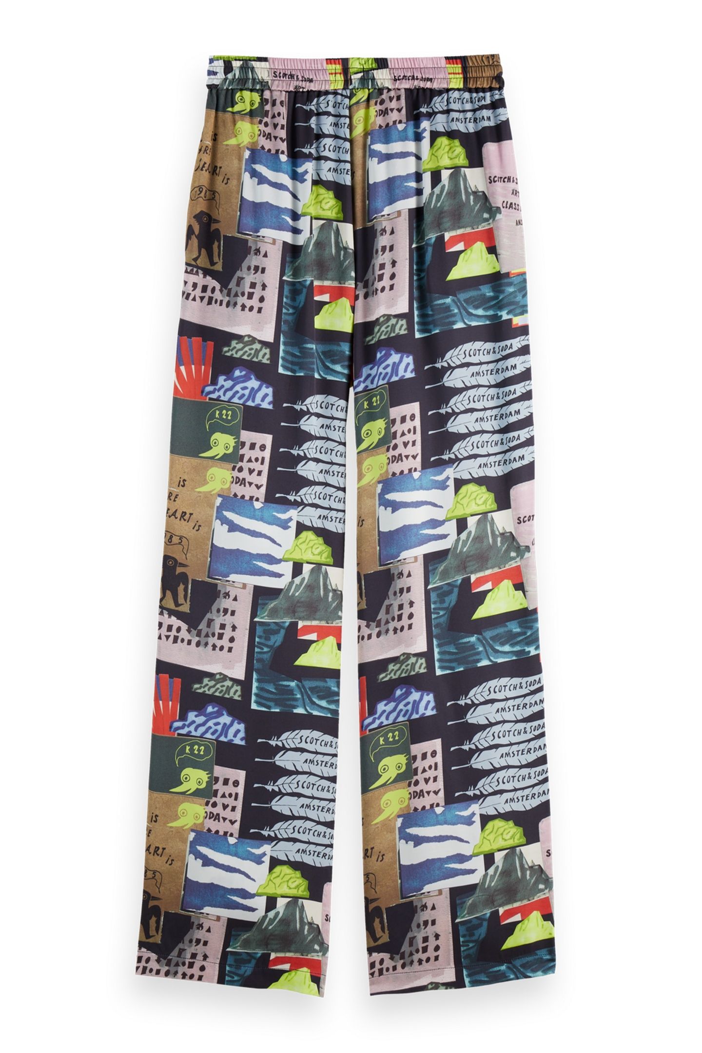 GIA - MID RISE WIDE LEG ELASTICATED TROUSERS ART DEPT COLLAG 5