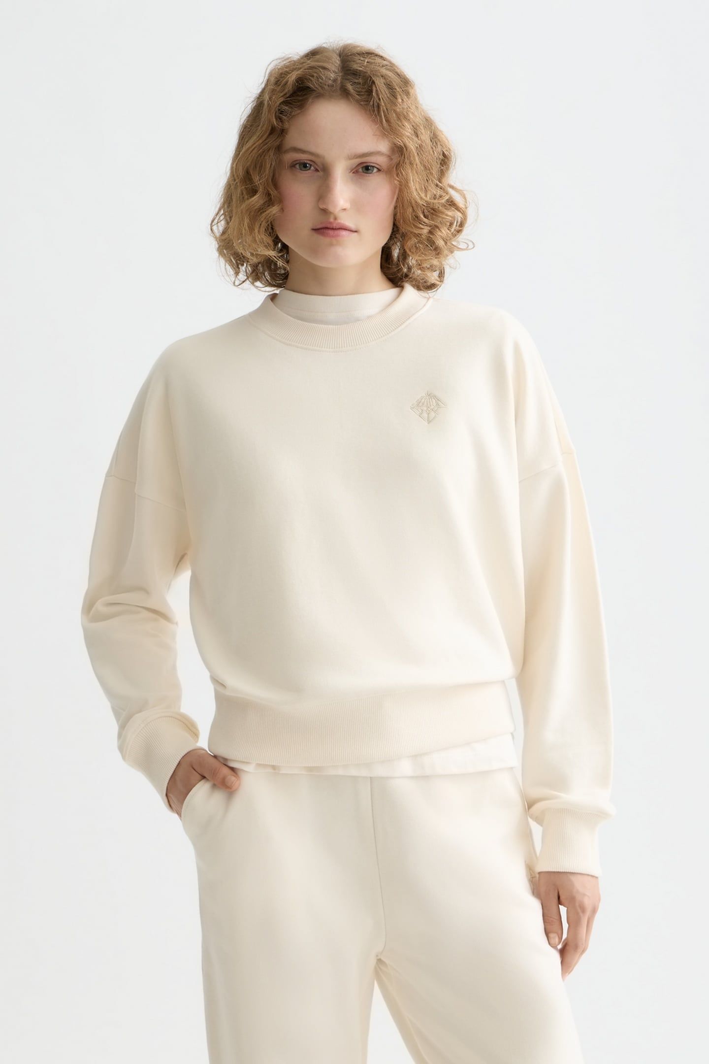 EMBROIDERED LOGO SWEATSHIRT OFF WHITE 1