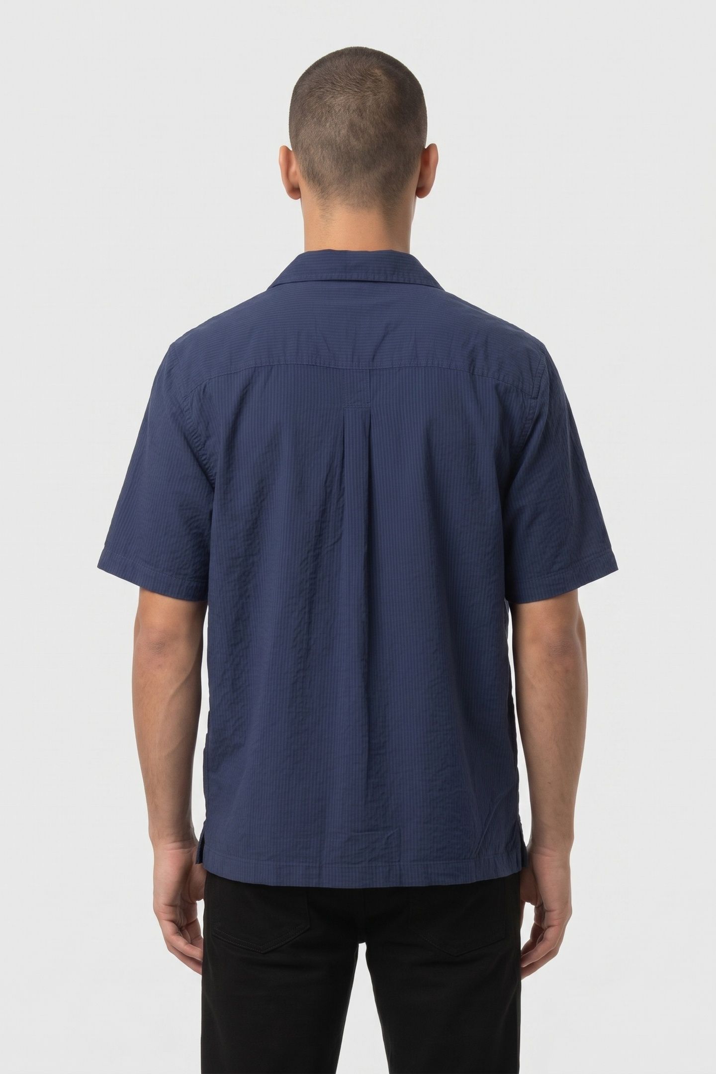 SS SEERSUCKER RESORT SHIRT DARK BLUE 3