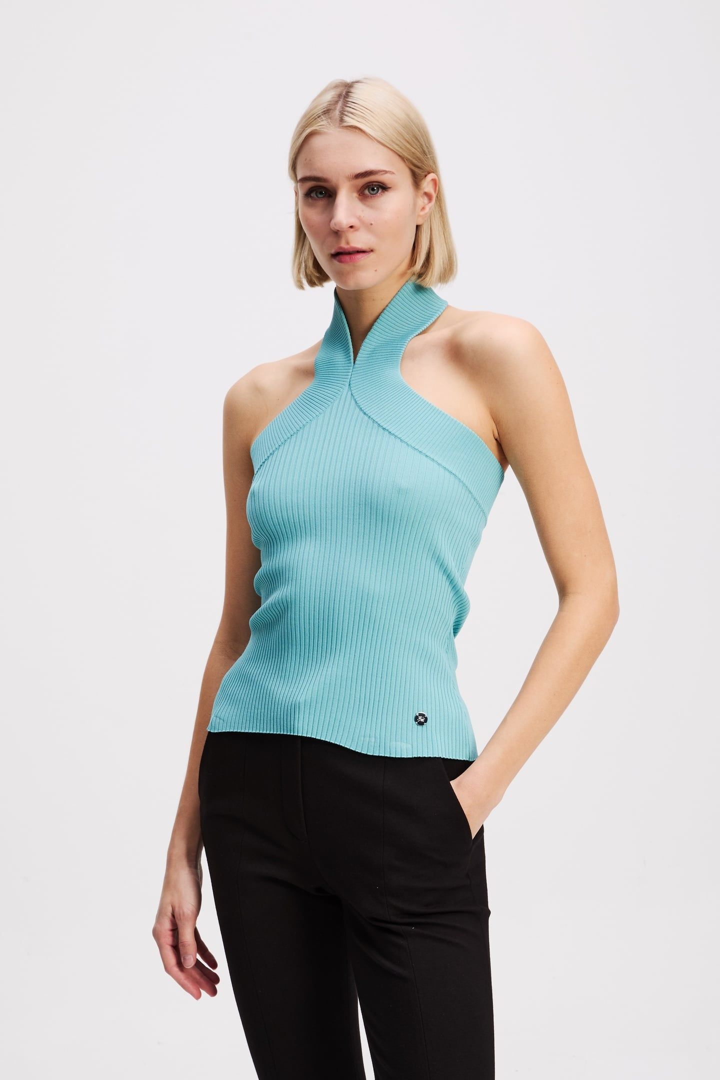 HALTERNECK KNIT TANK STILL WATER 1