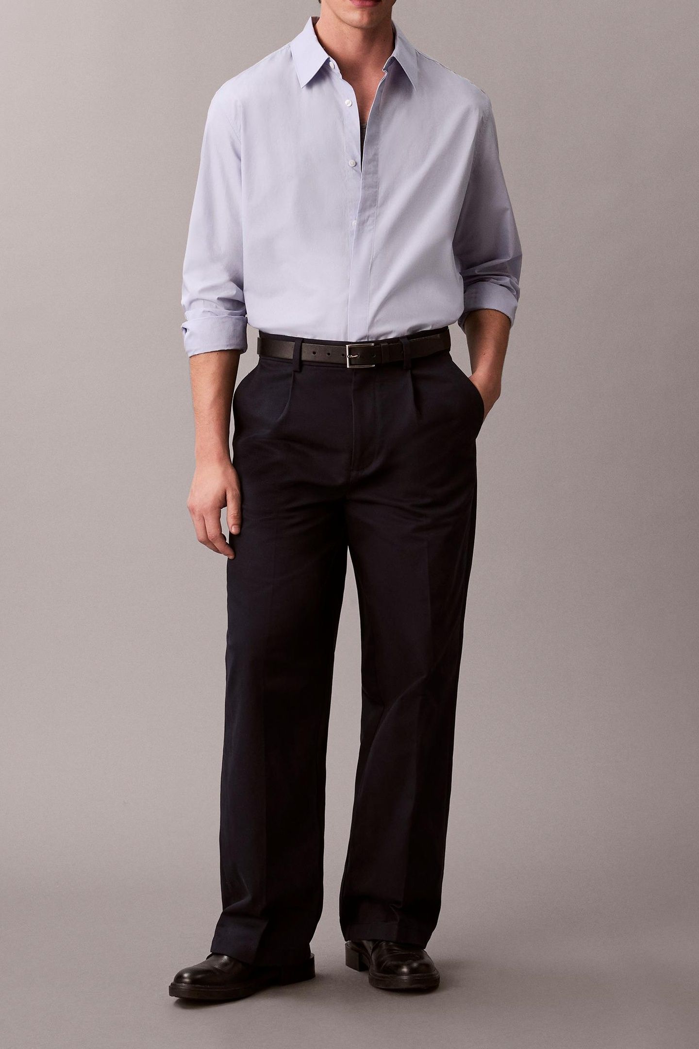 LS SOLID CRISP SHIRT CASUAL BLUE 2