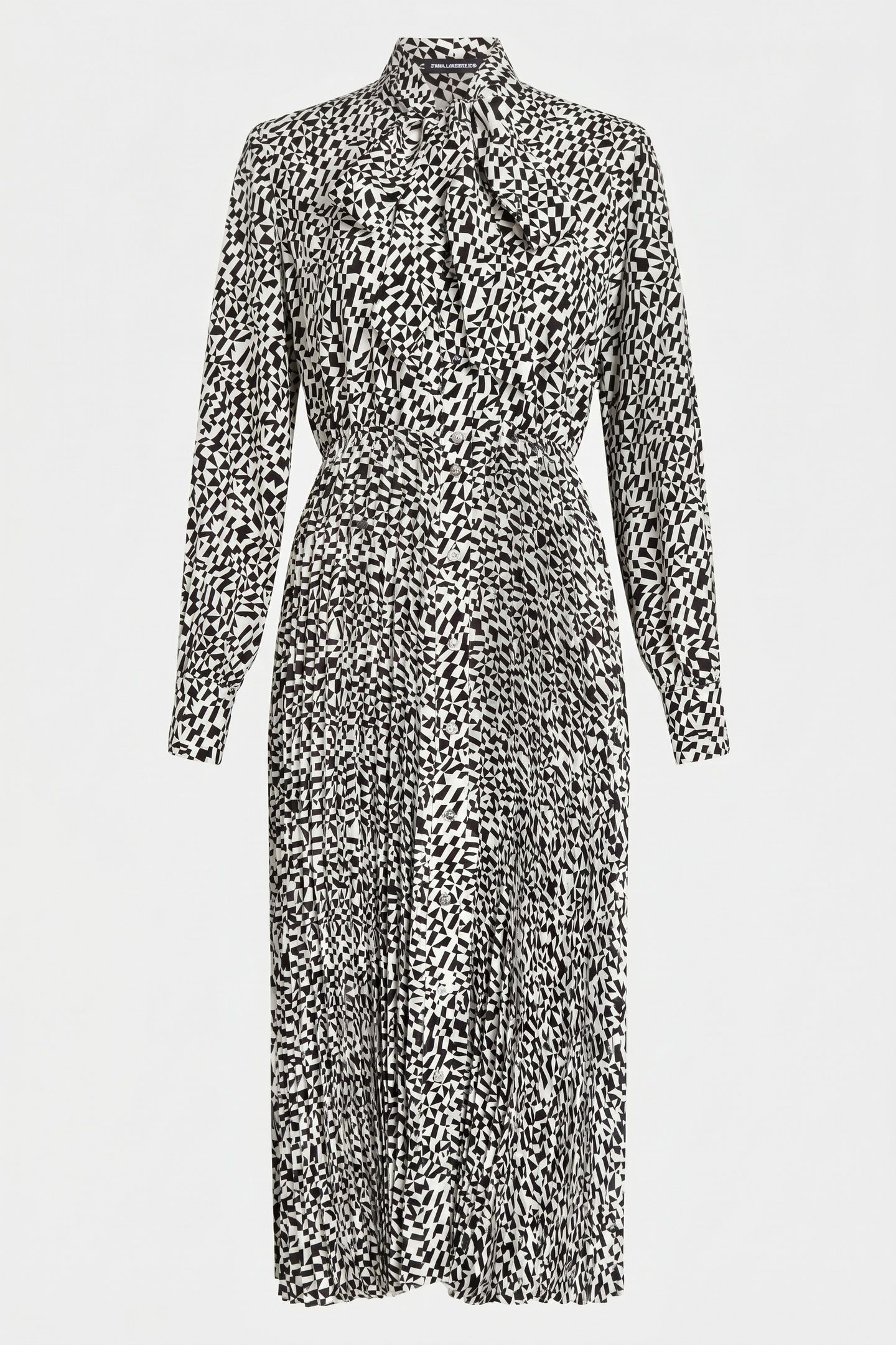 PLEATED SHIRT DRESS BLK-PRISTINE MINI GEO 3