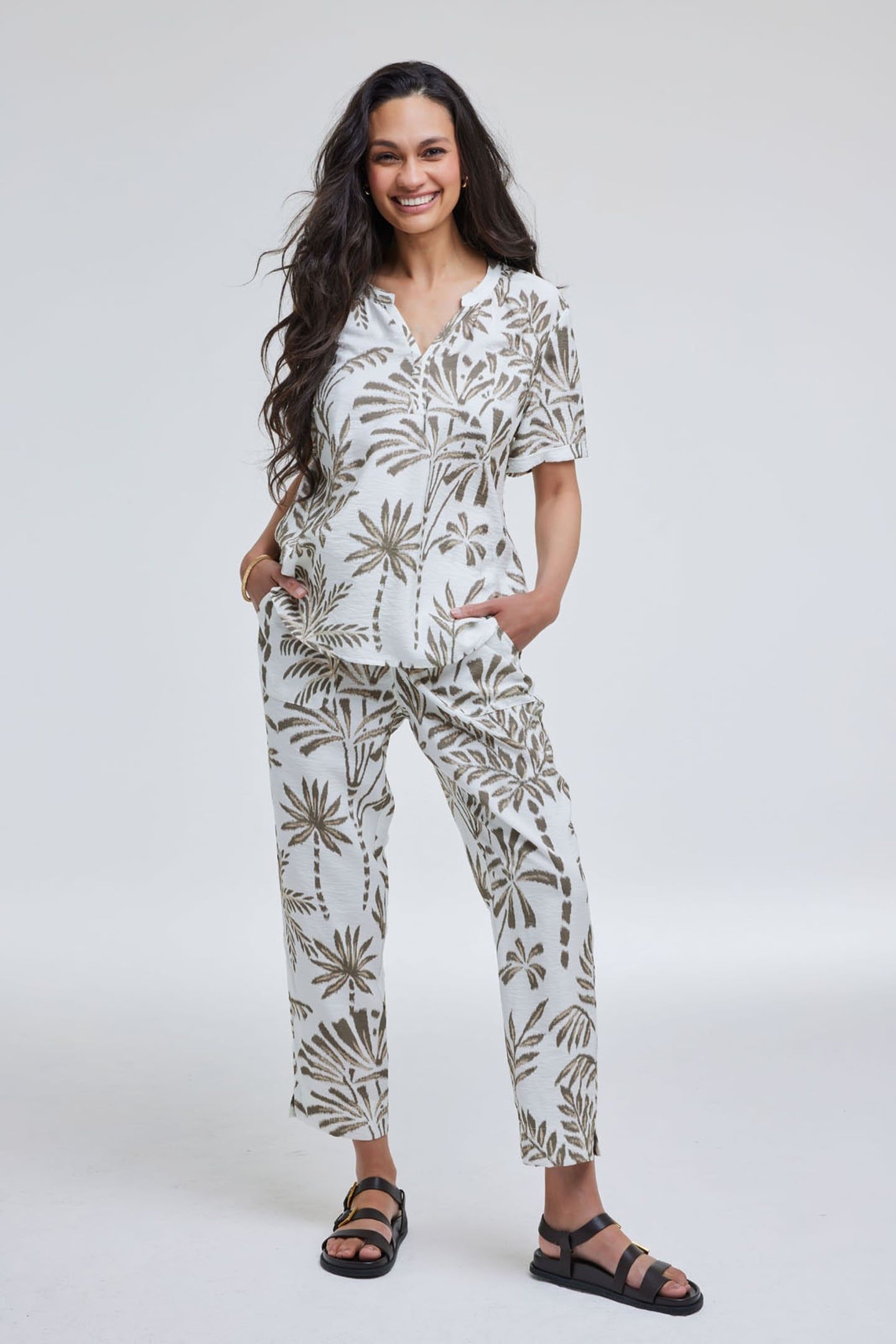 BLOUSE MOANA OFFWHITE PALMER PRINT 2