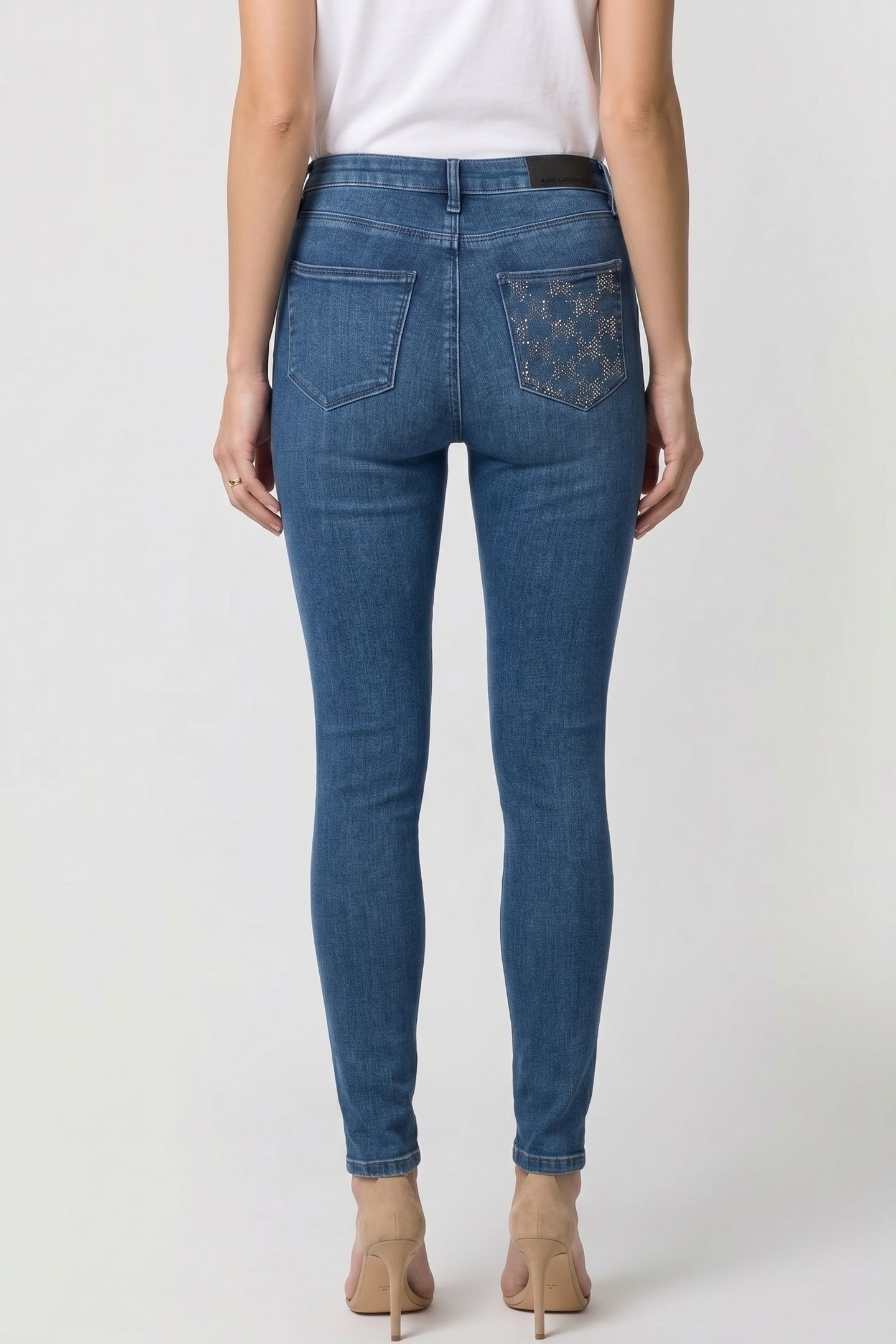 HIGH WAIST SKINNY DENIM PANTS DARK BLUE DENIM 2