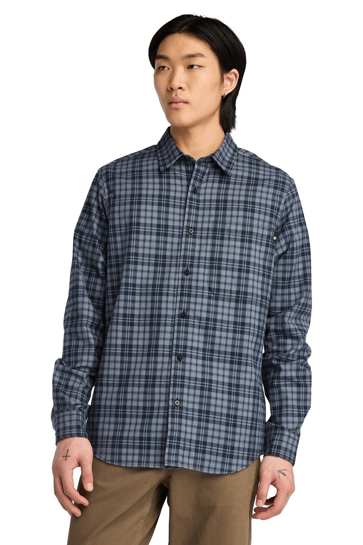 HERRINGBONE FLANNEL PLAID SHIRT DRK SAPPHIRE YD 2