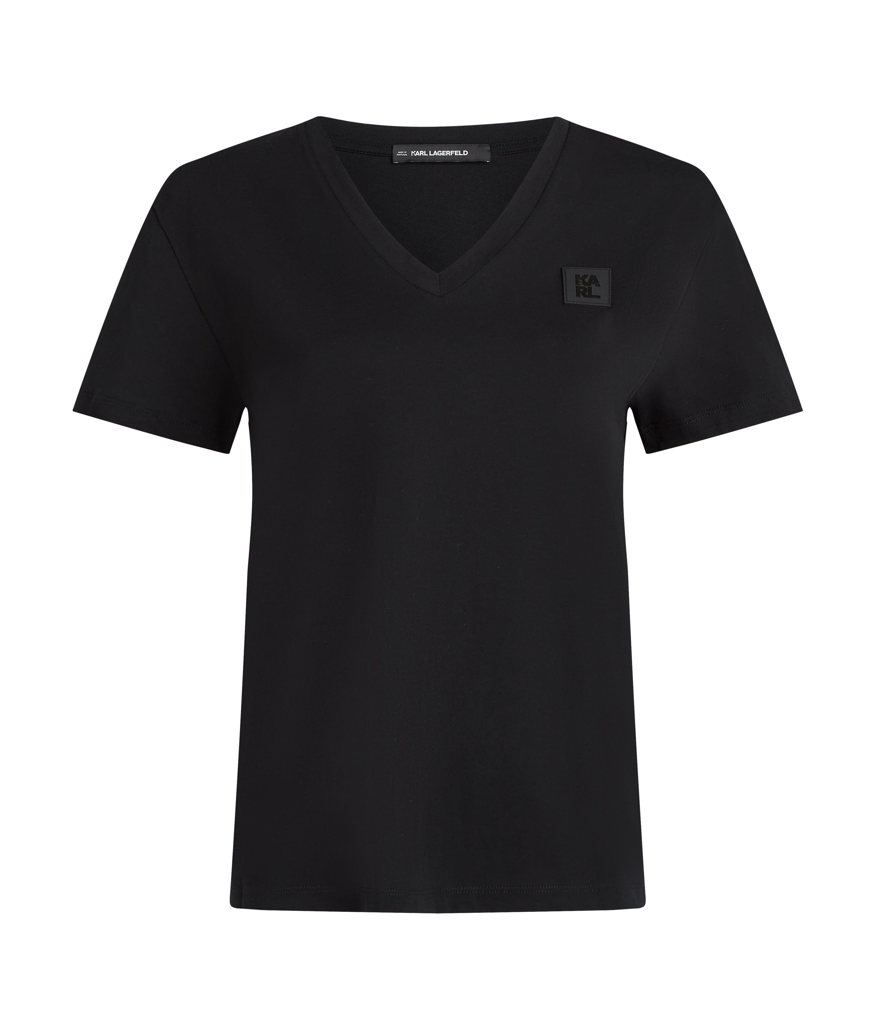 RUBBER PATCH V-NECK T-SHIRT BLACK 5