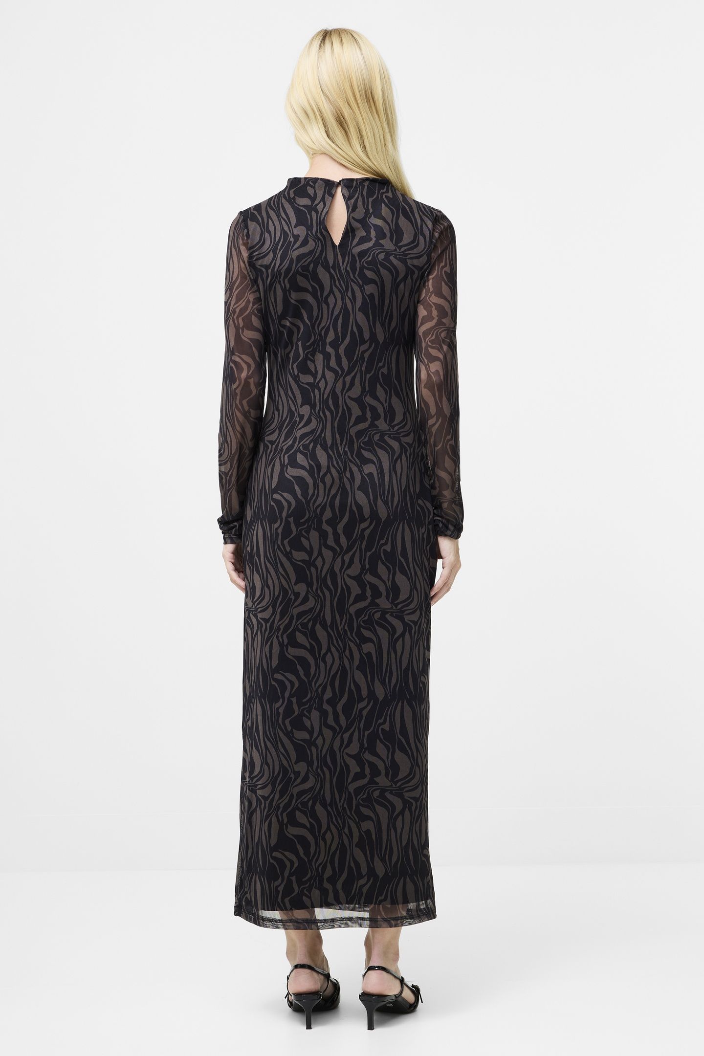 ZARIA MESH L/S DRESS KHAKI/BLK 2