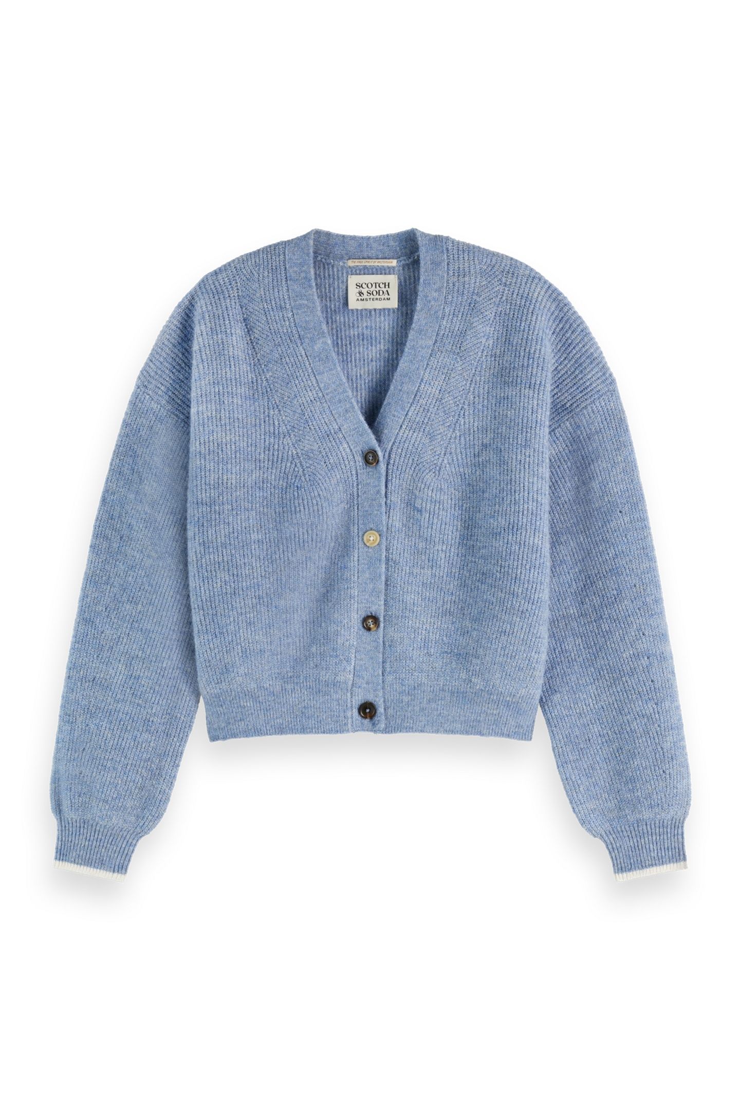 FUZZY RELAXED CARDIGAN FADED DENIM MELANGE 4