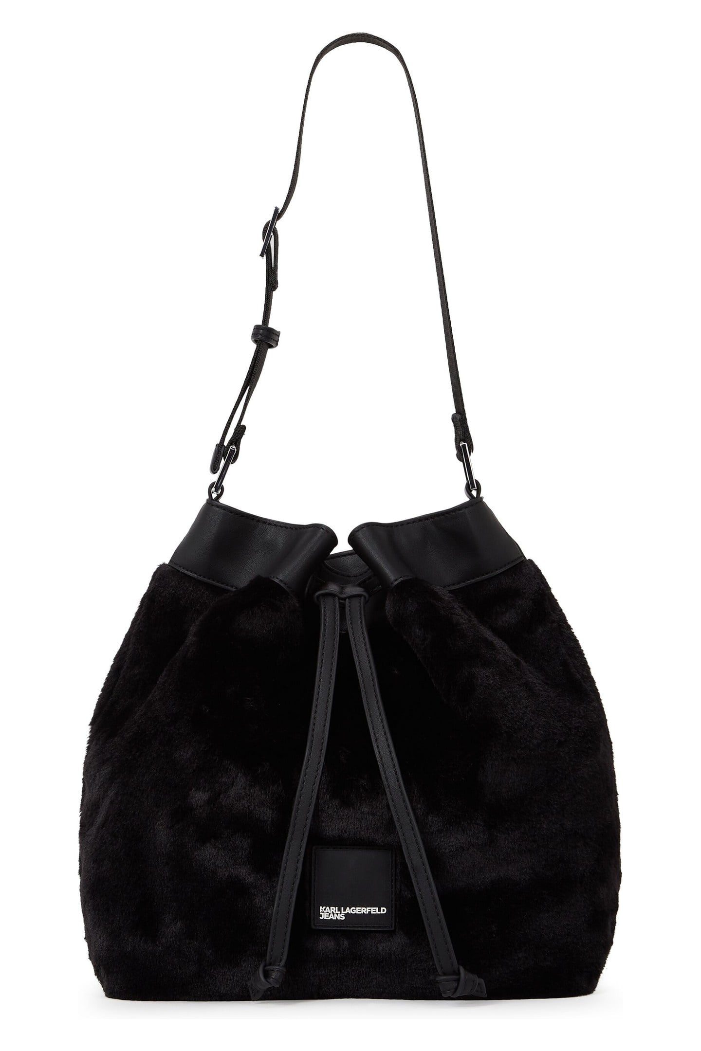 FAUX FUR BUCKET BAG BLACK 1