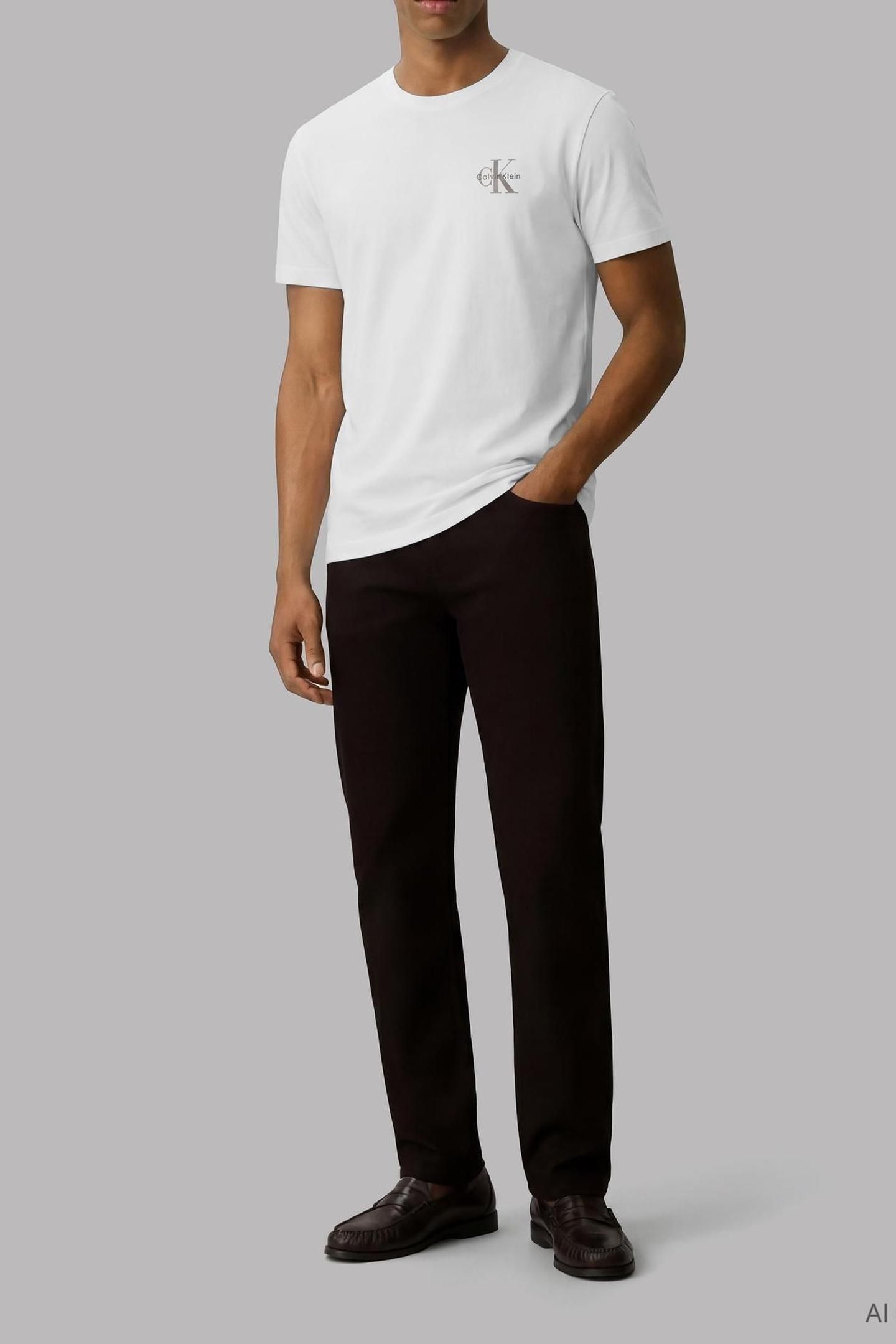 SS 30S CLASSIC MICRO TEE BRIGHT WHITE/OATMEAL 2