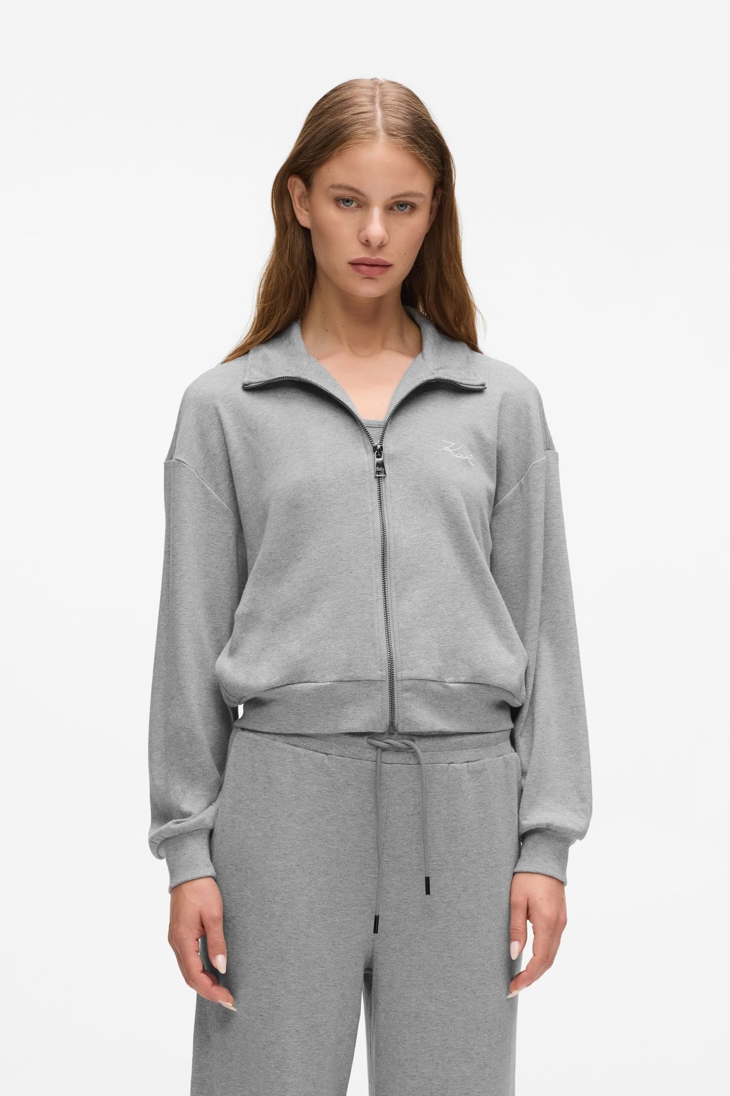 SIGNATURE LUREX ZIP UP MEDIUM GREY MELANGE 1