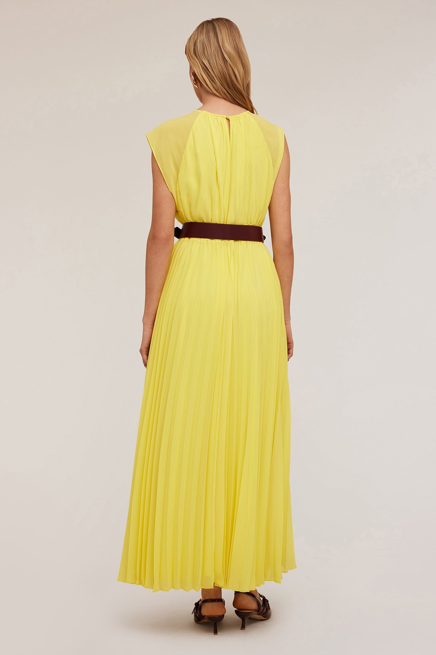 PLEATED LONG DRESS YELLOW 2