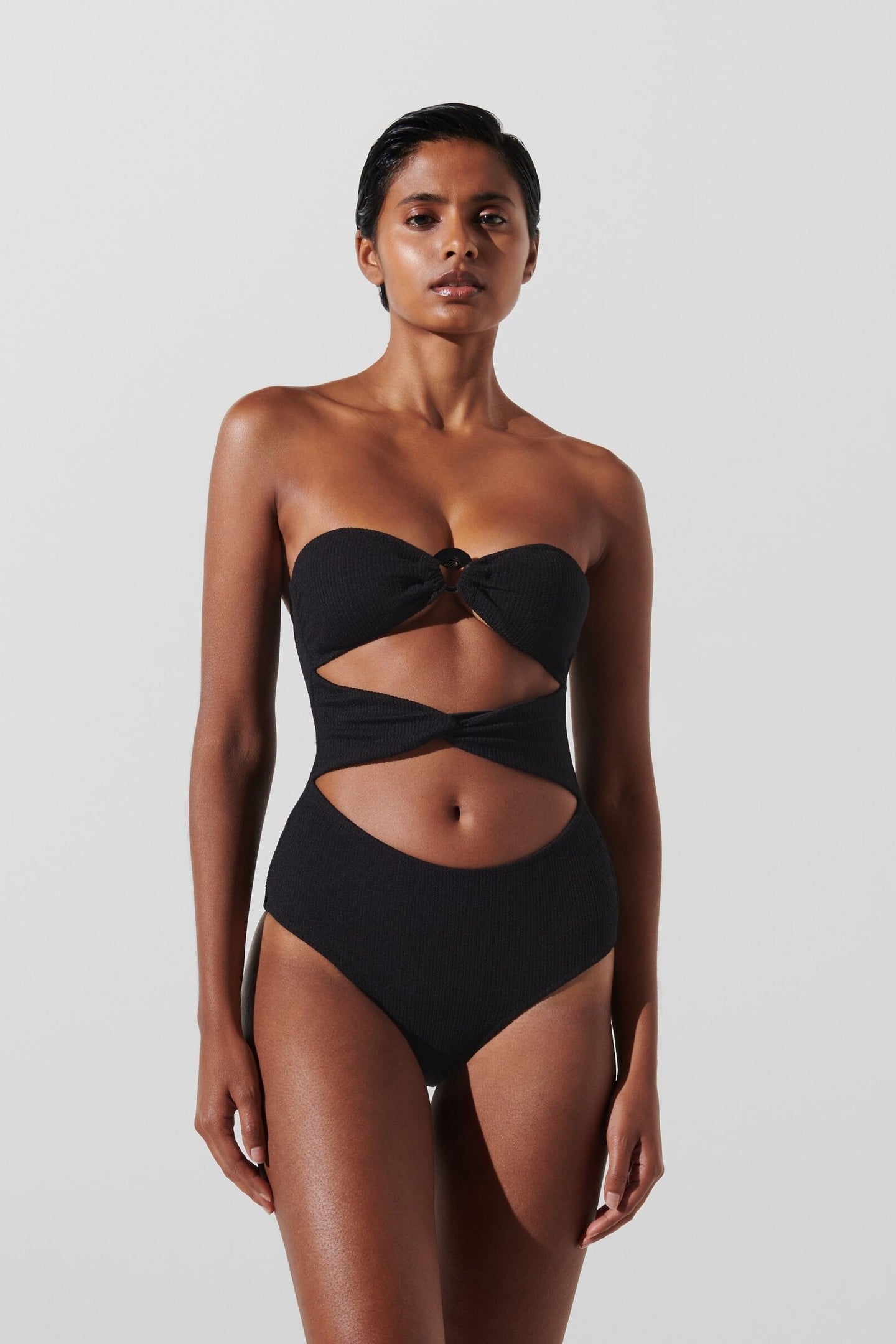 KARL DNA STRAPLESS SWIMSUIT BLACK 1