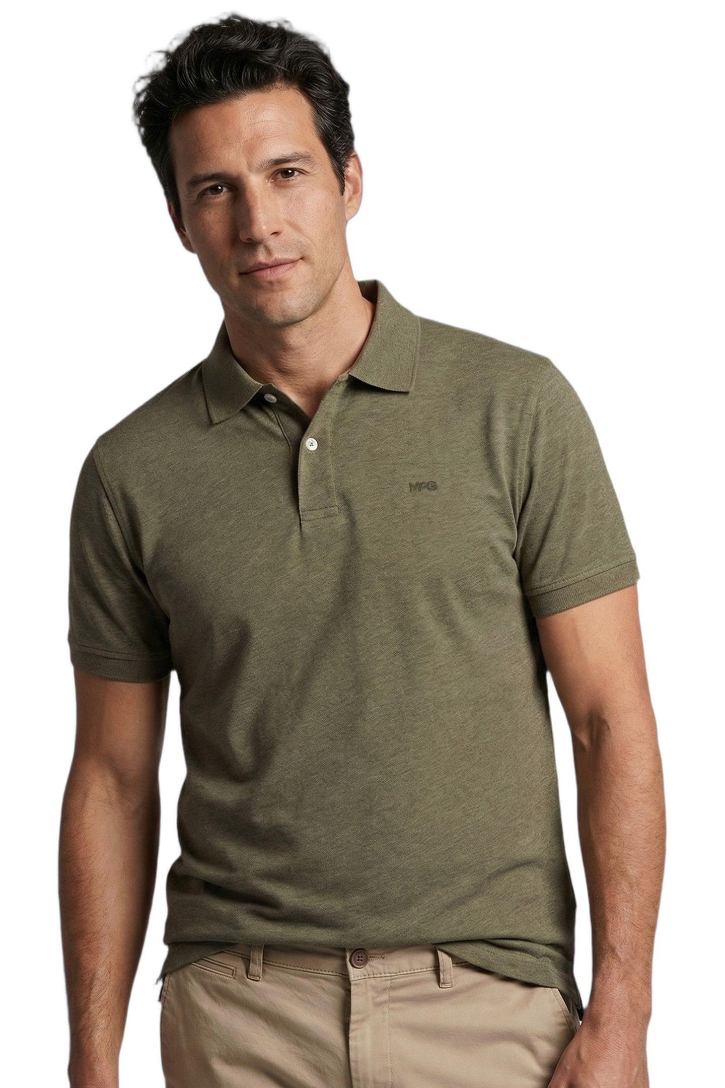 MELANGE JERSEY POLO LIGHT OLIVE 1