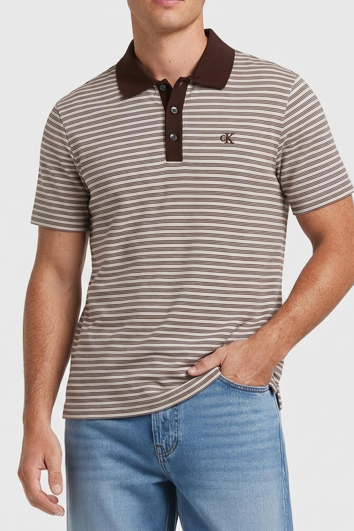 SS STRIPED OTTOMAN POLO RICH BROWN 1