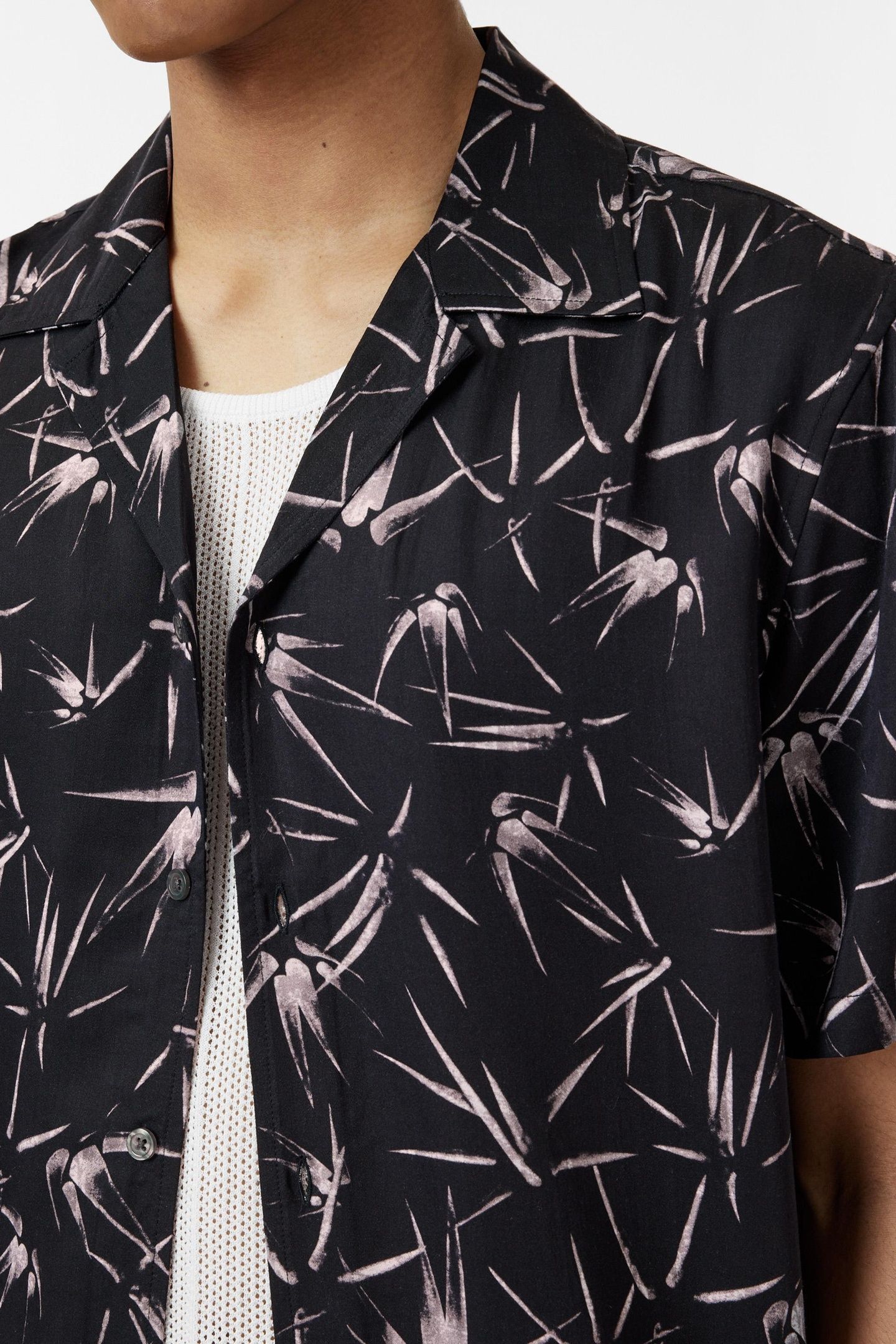DAN CAMP COLLAR SHIRT IN THORN PRINT BLACK 3