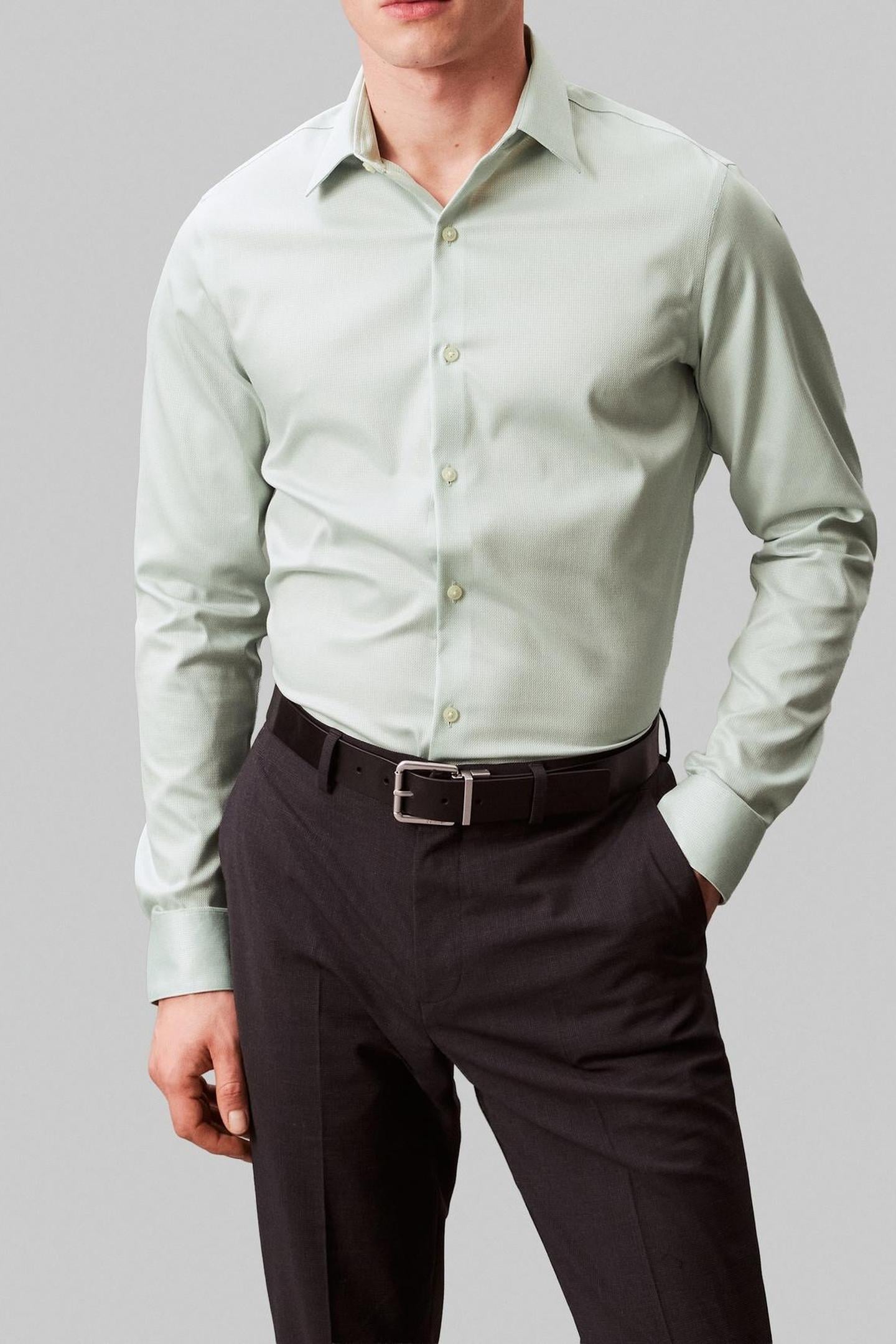 SLIM PERF SOLID SHIRT SAGE 1