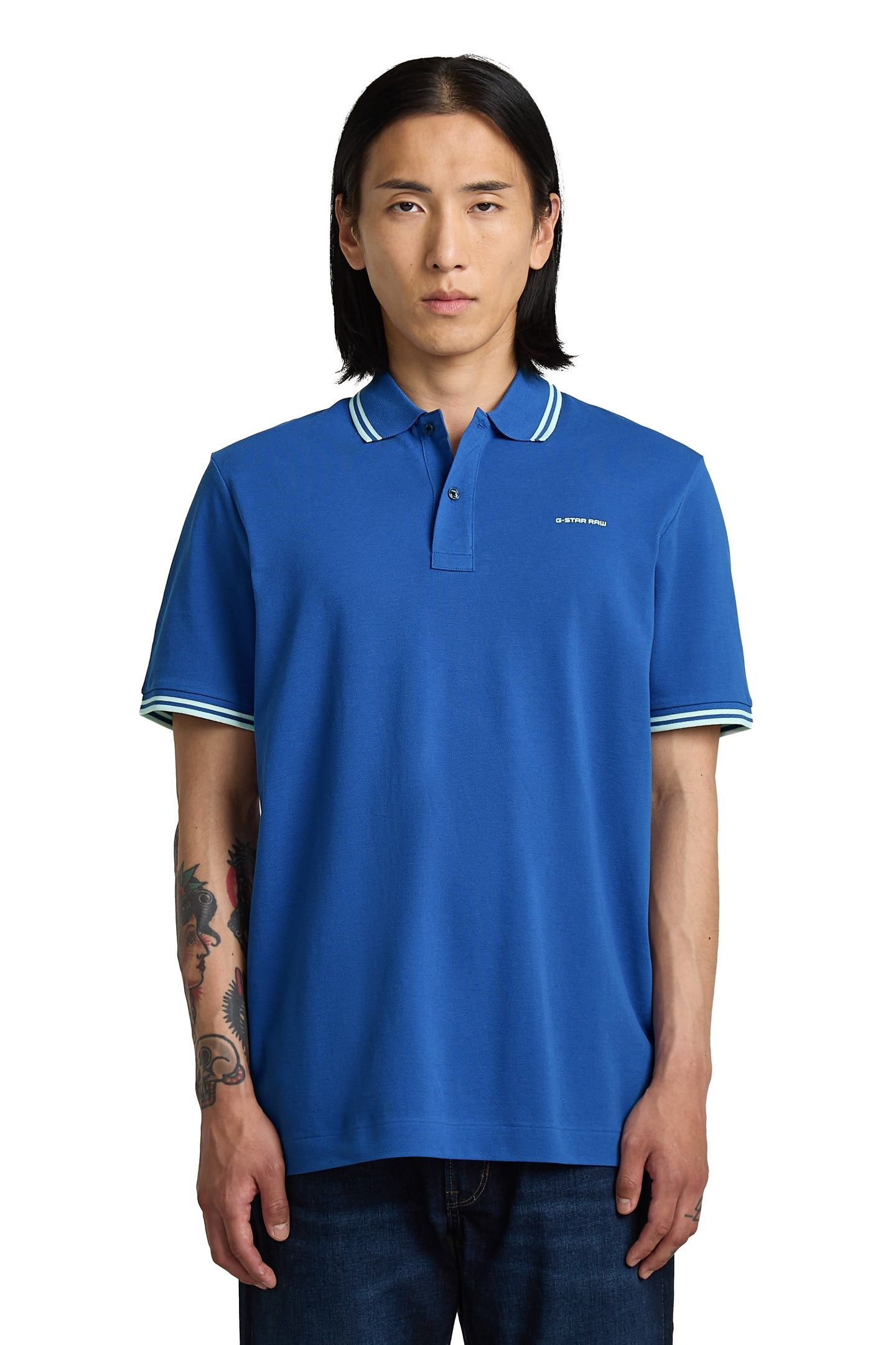 CHEST LOGO STRIPED POLO RADAR BLUE 3