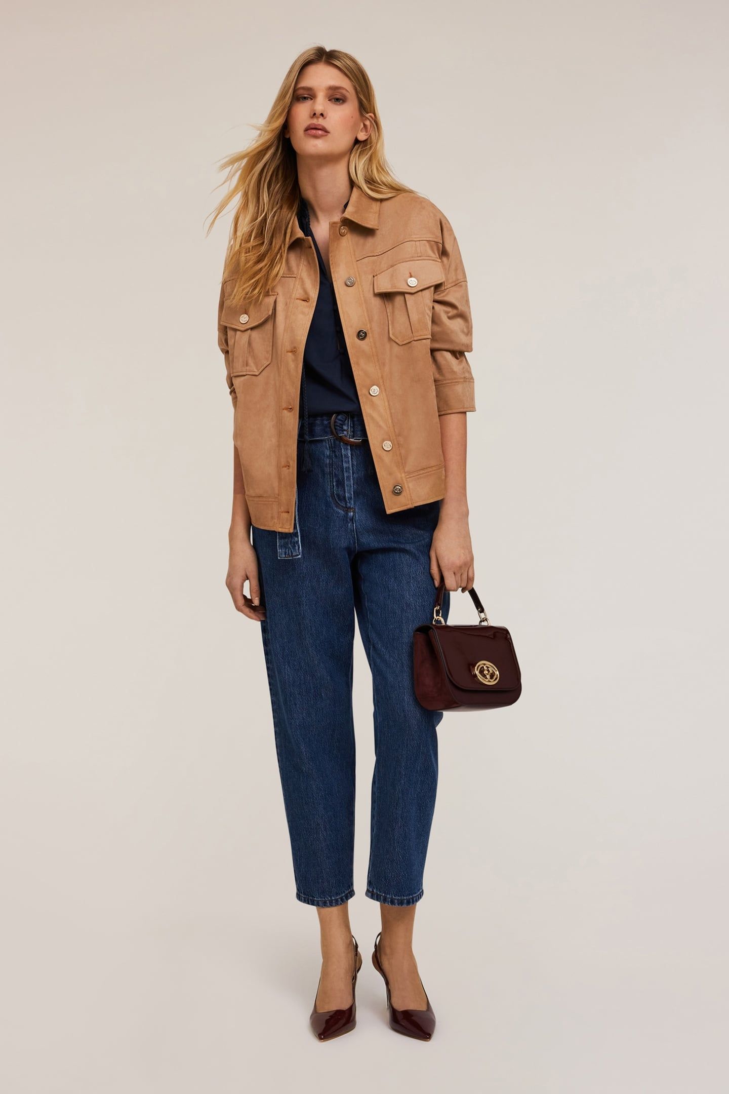 BALLOON FIT JEANS WITH LYOCELL BLEND BELT BLUE 1