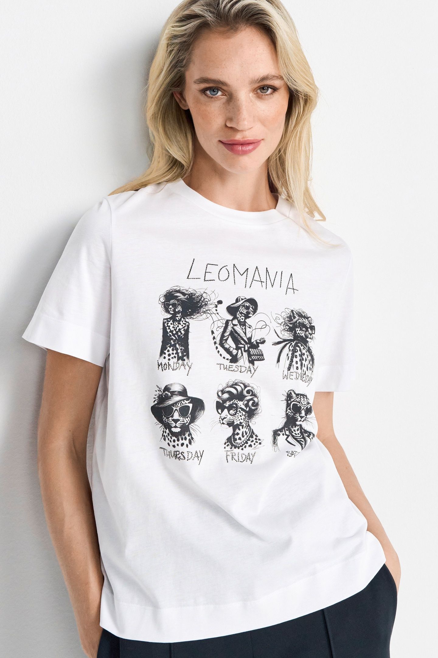 EASY FIT T-SHIRT "LEOMANIA" ORGANIC WHITE 2