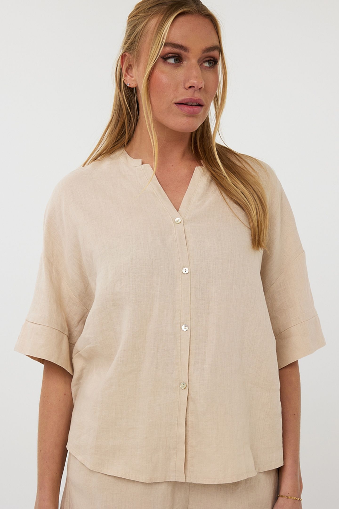BLOUSE OVERSIZED LINEN SAND 1