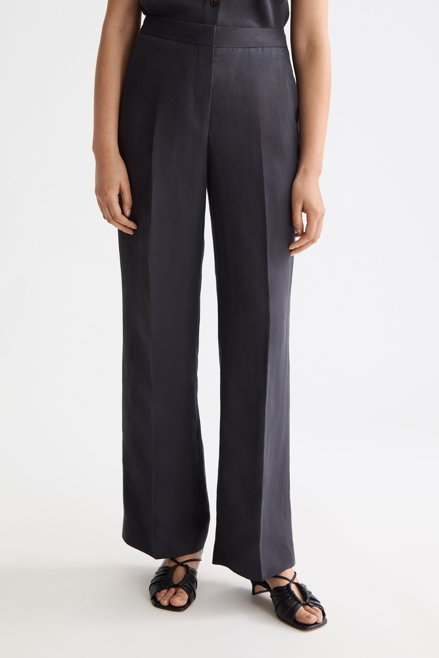 EDIE - HIGH RISE WIDE LEG DRAPEY PANT CHARCOAL ART 2