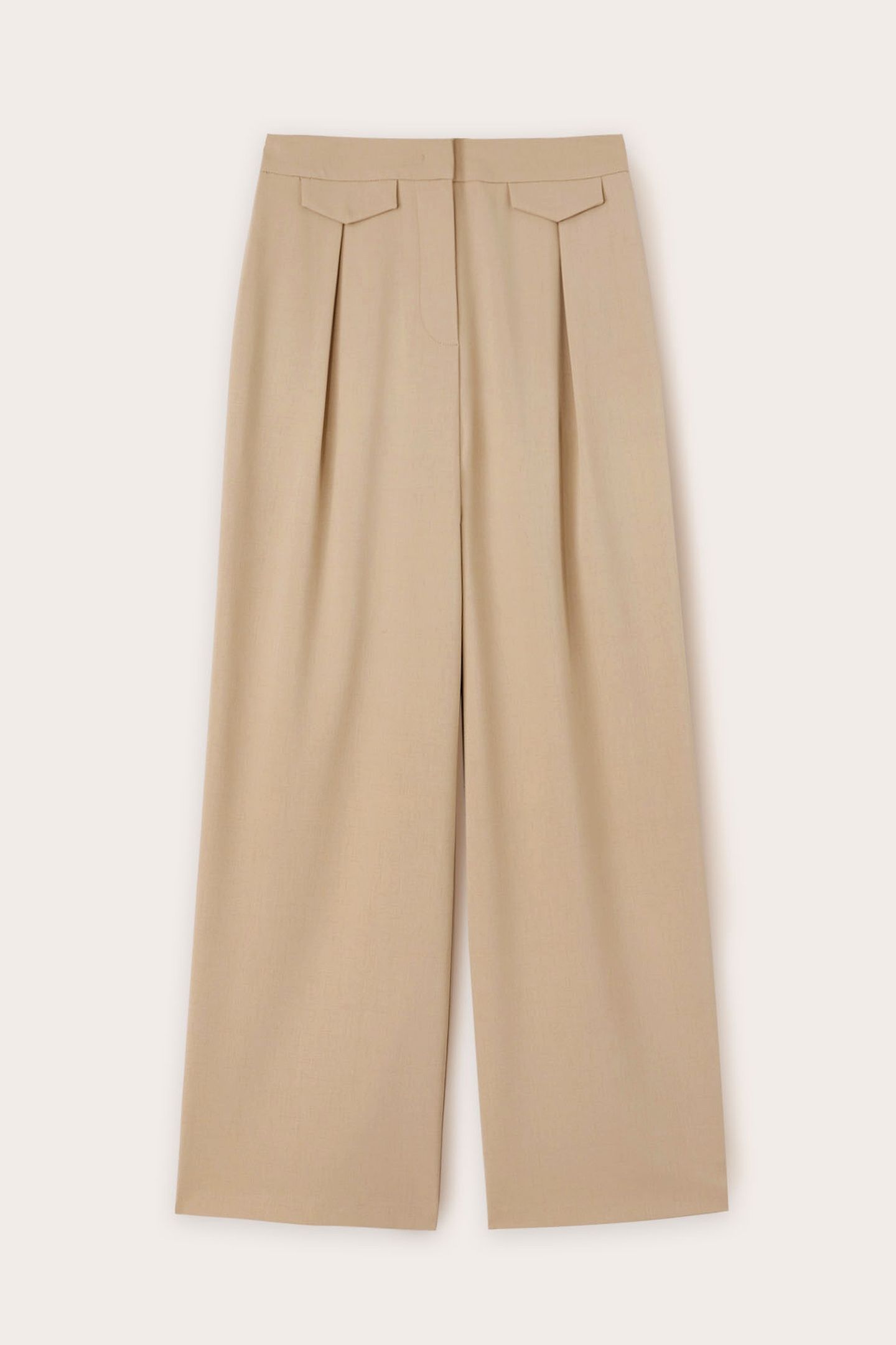 PALAZZO TROUSERS WITH PLEATS AND POCKET DESIGN BEIGE 4