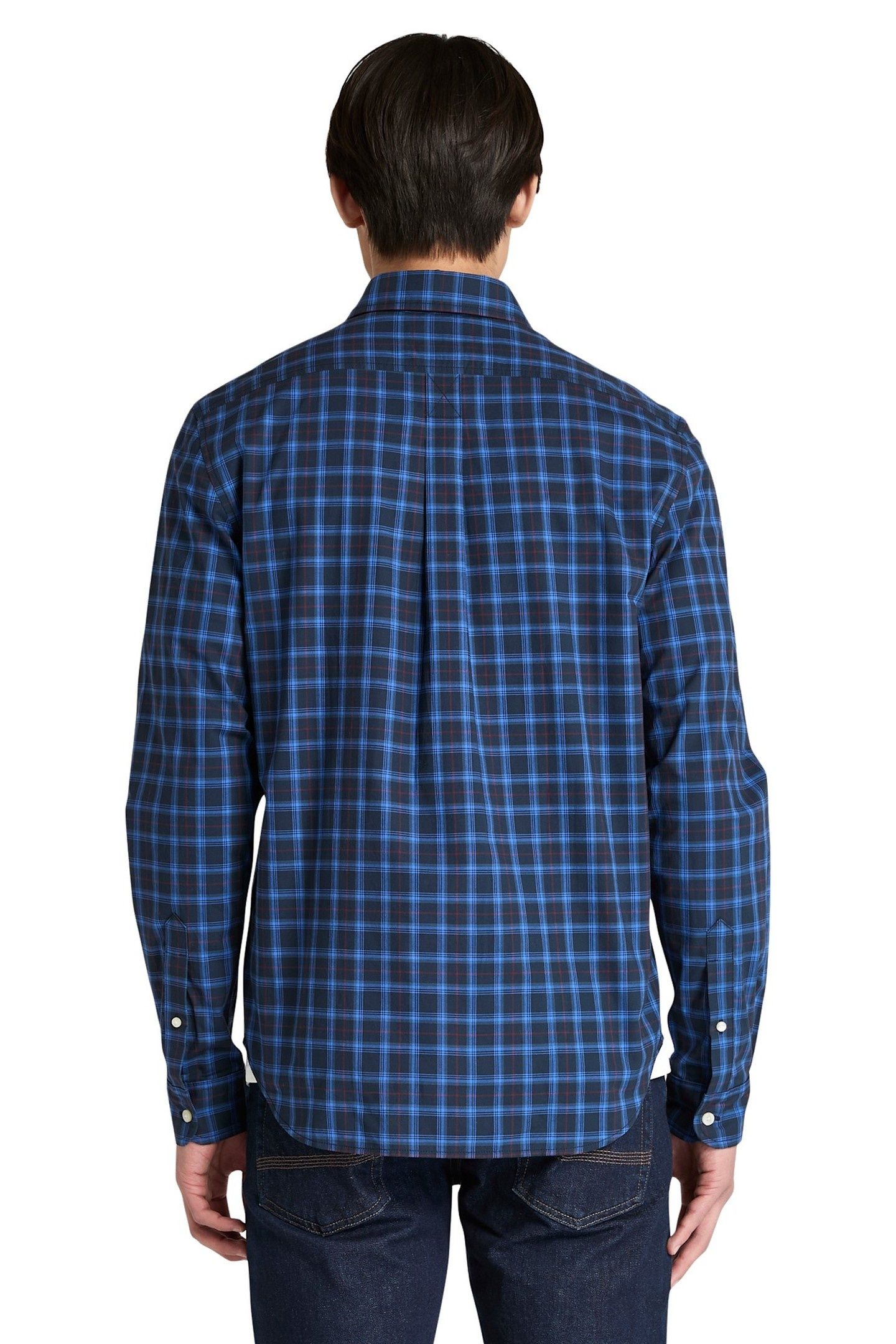 POPLIN CHECK SHIRT DRK SAPPHIRE YD 3