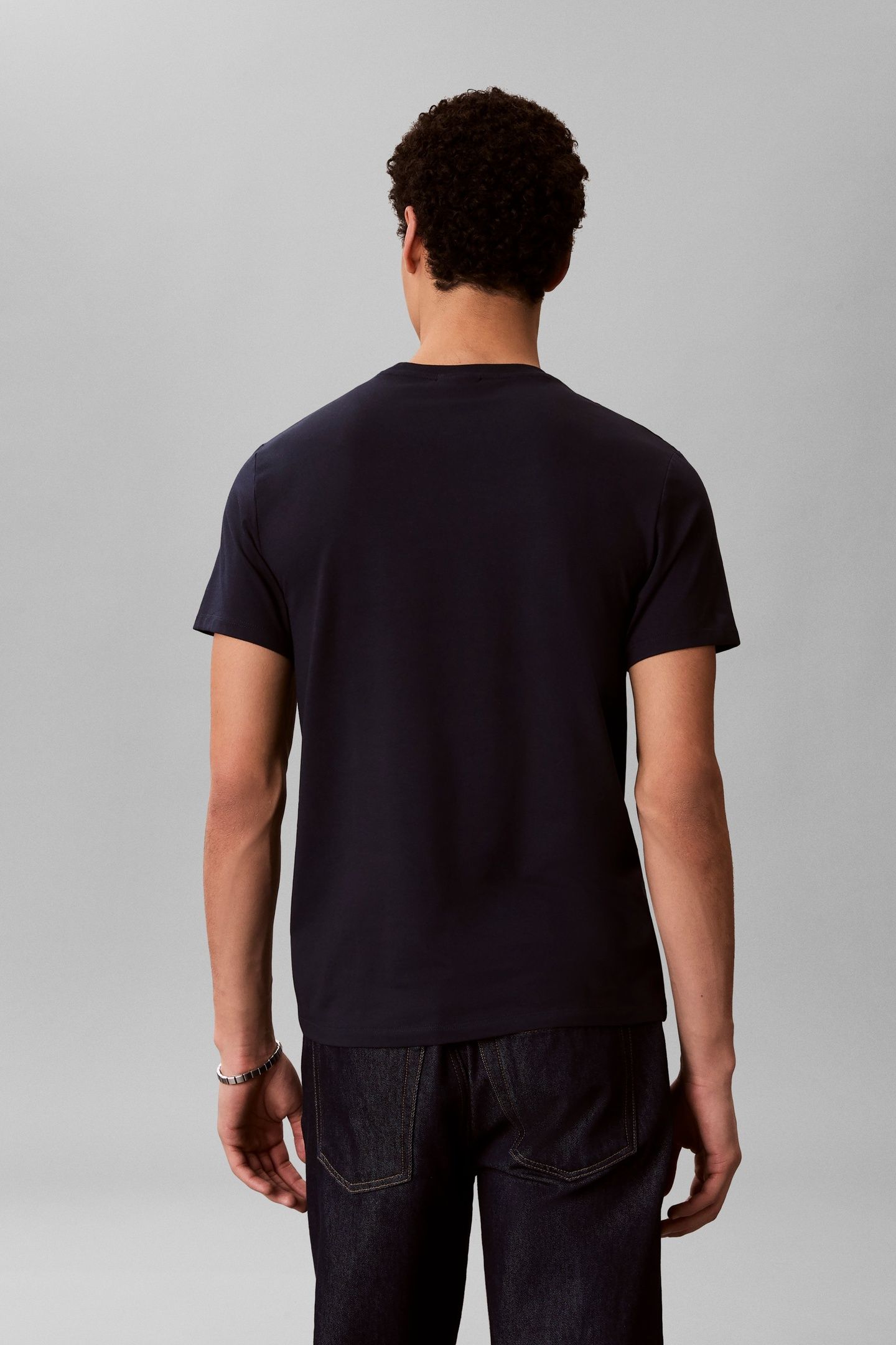 SS STRETCH COTTON TEE BRIGHT WHITE/DARK SAPPHIRE 3